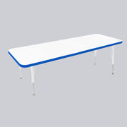 24" x 60" Rectangle Thermofused Activity Table with Adjustable Standard Swivel Glide Legs - White/Blue/White
