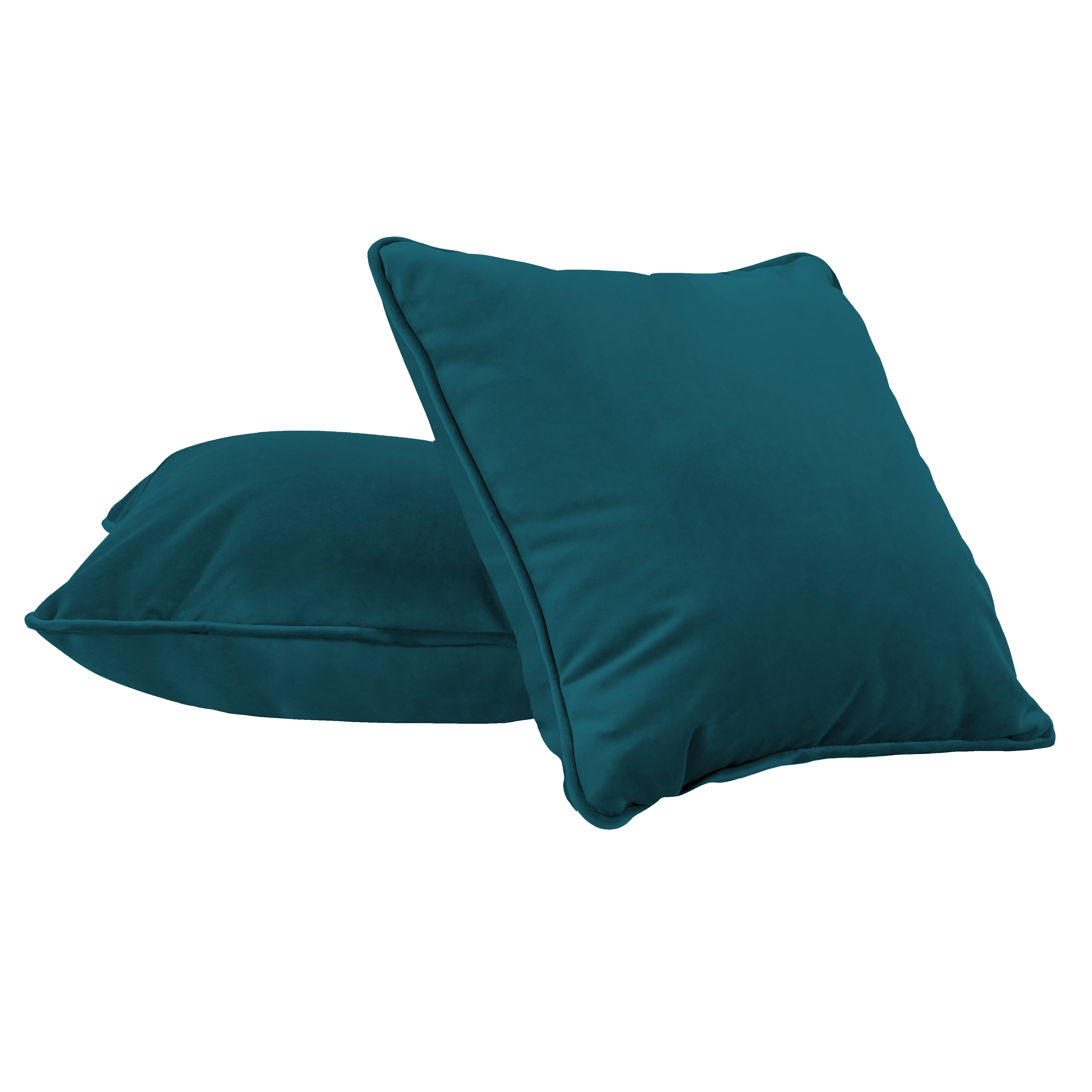 15" x 15" Square Microfiber Pillow with Piping, 2-Piece - Peacock