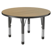 36" Round T-Molding Activity Table with Adjustable Chunky Legs - Pasadena Oak/Black
