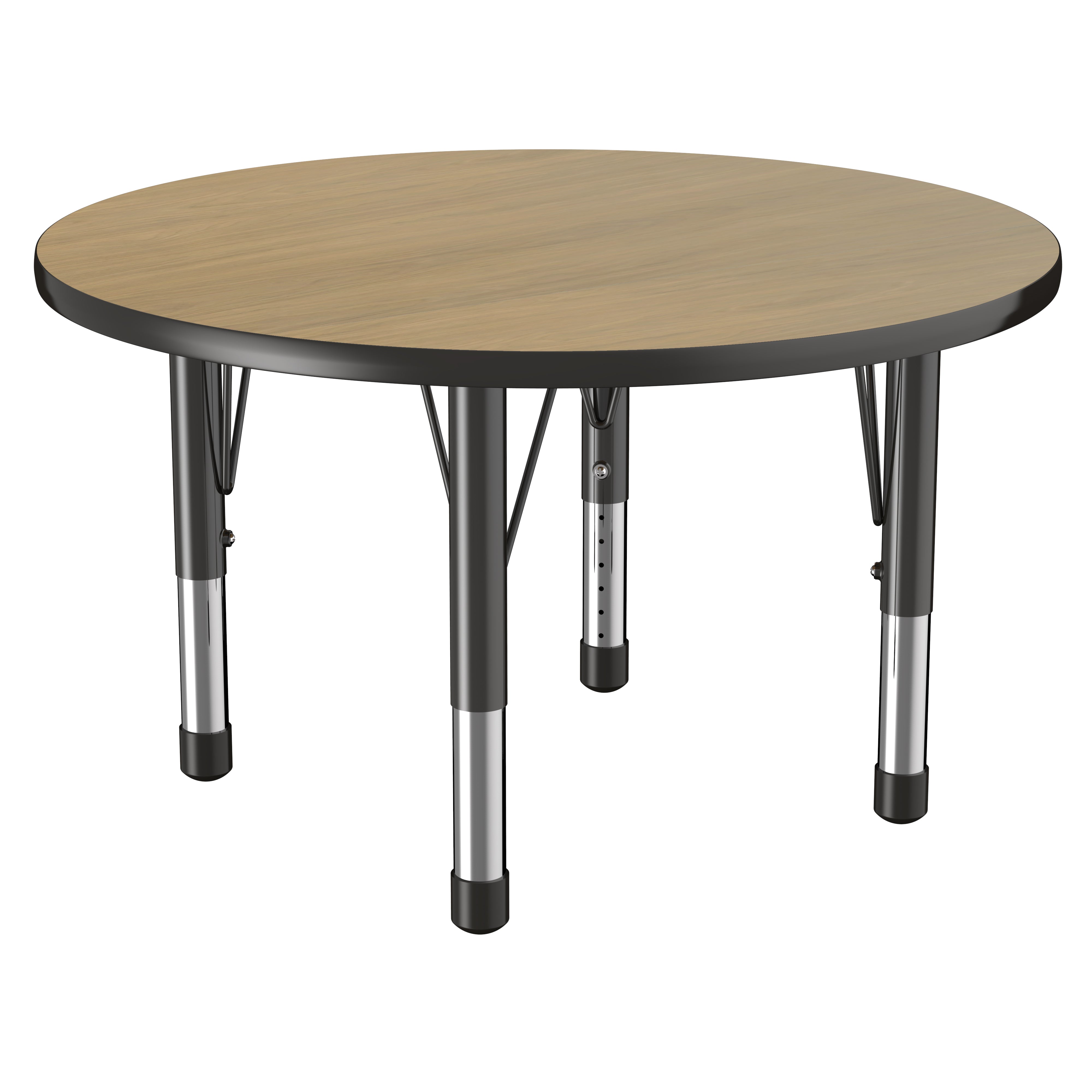 36" Round T-Molding Activity Table with Adjustable Chunky Legs - Pasadena Oak/Black