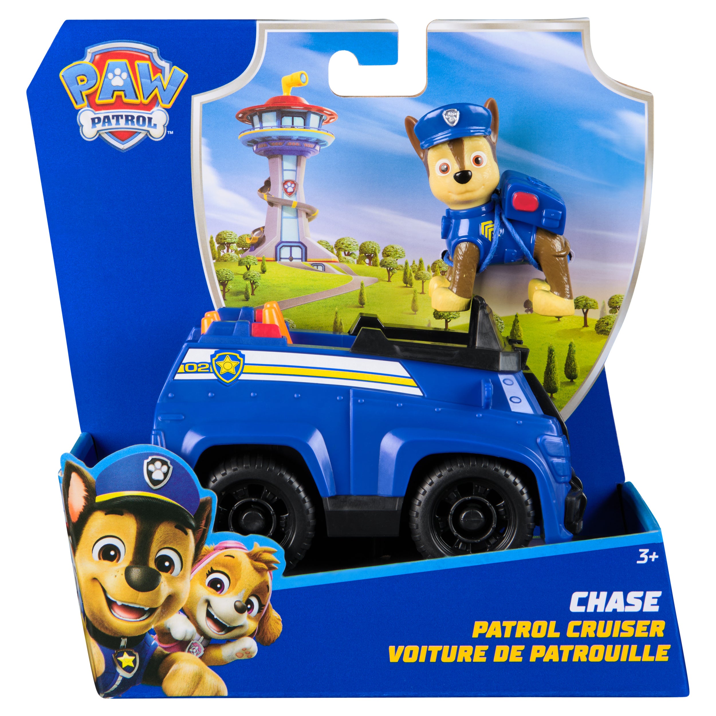 PAW Patrol, Chase’s Patrol Cruiser, Toy Car with Collectible Action Figure, Sustainably Minded Kids Toys for Boys & Girls Ages 3 and Up