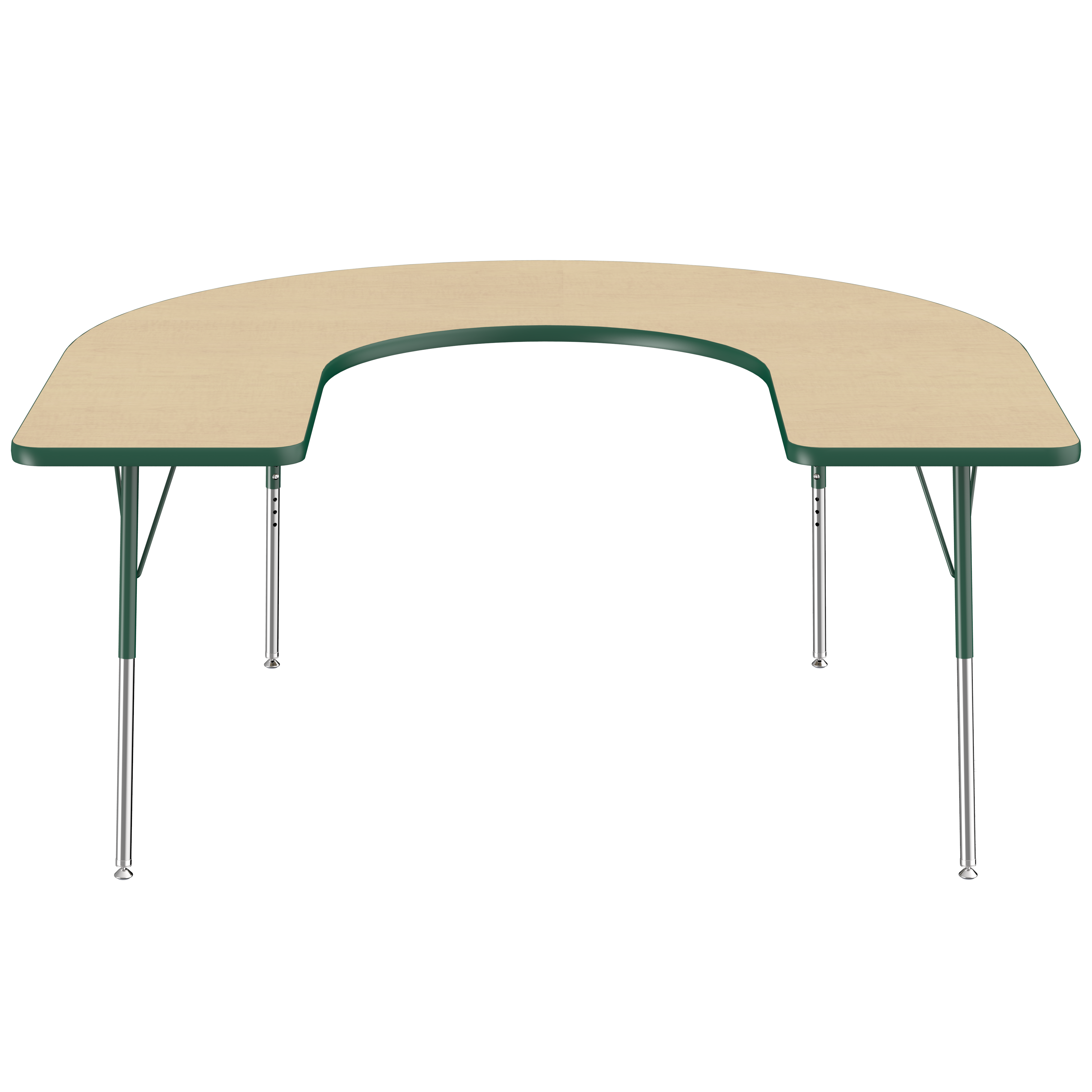 60" x 66" Horseshoe T-Molding Activity Table with Adjustable Standard Swivel Glide Legs - Maple/Green