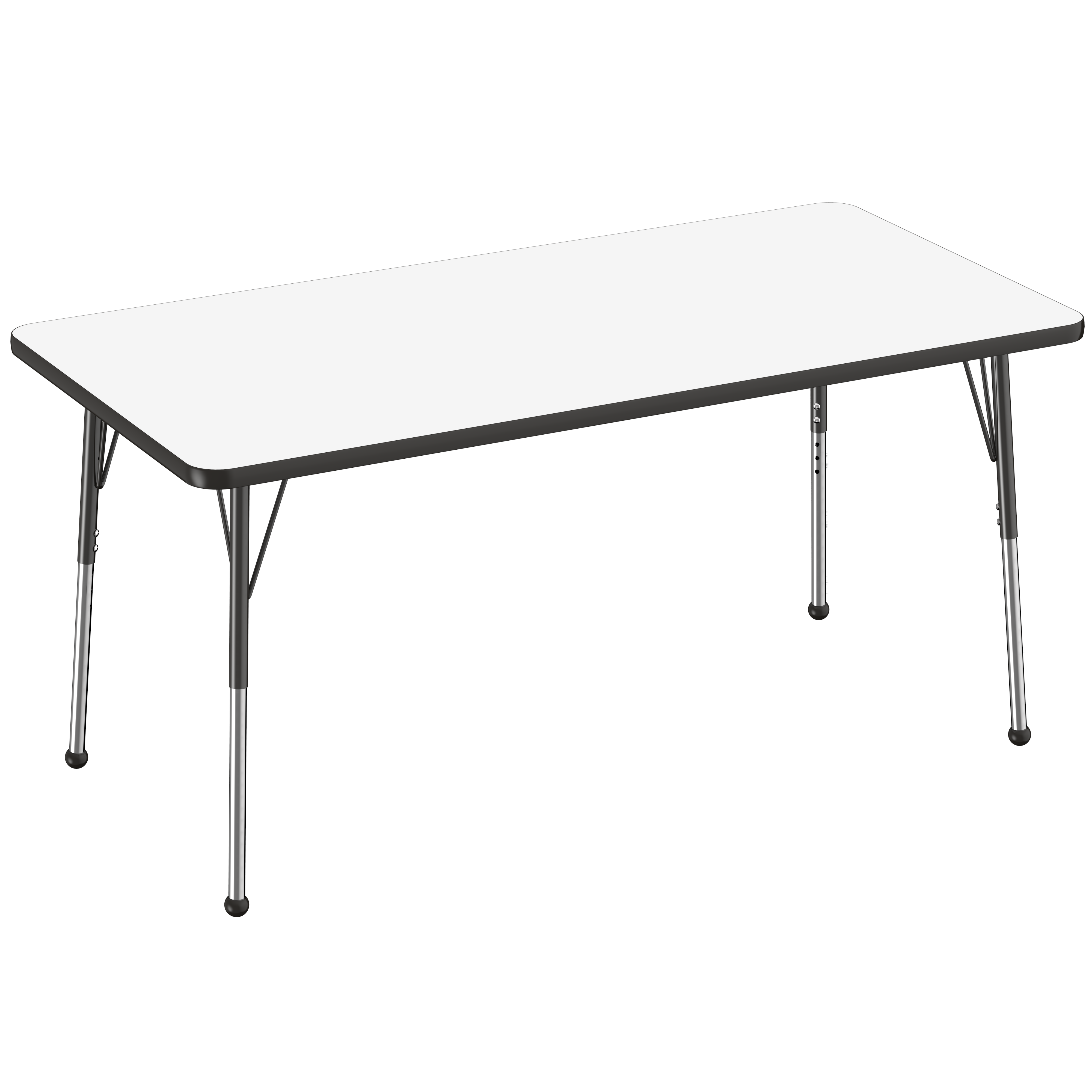 30" x 60" Rectangle Dry-Erase Activity Table with Adjustable Standard Ball Glide Legs - Whiteboard/Black