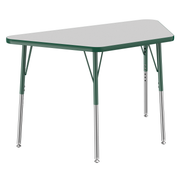 24" x 48" Trapezoid T-Molding Activity Table with Adjustable Standard Swivel Glide Legs - Gray/Green