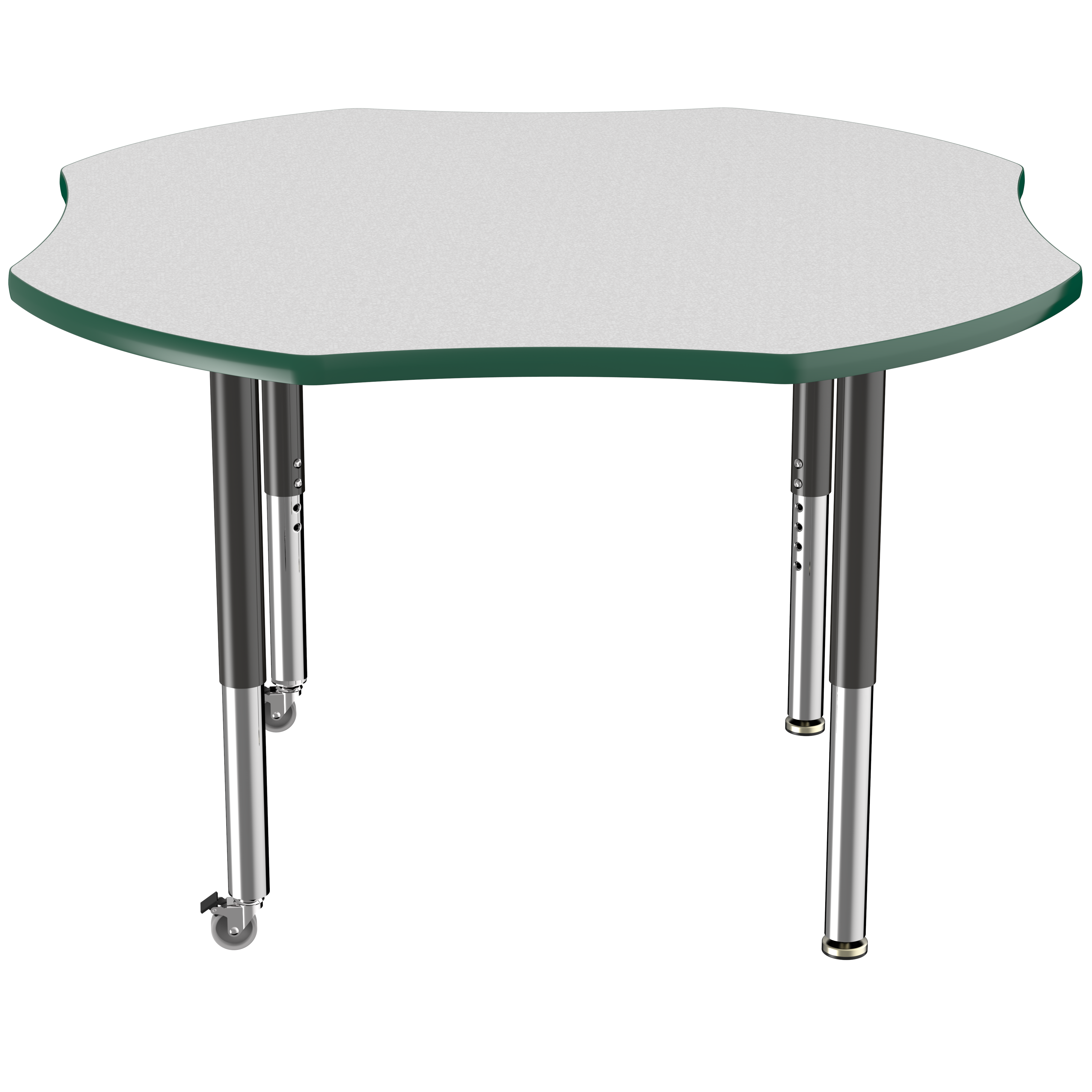 48" x 48" Clover T-Molding Activity Table with Adjustable Super Legs - Gray/Green/Black