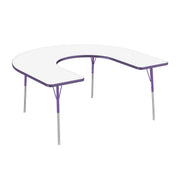 60" x 66" Horseshoe Dry-Erase Activity Table with Adjustable Standard Swivel Glide Legs - Whiteboard/Eggplant/Purple