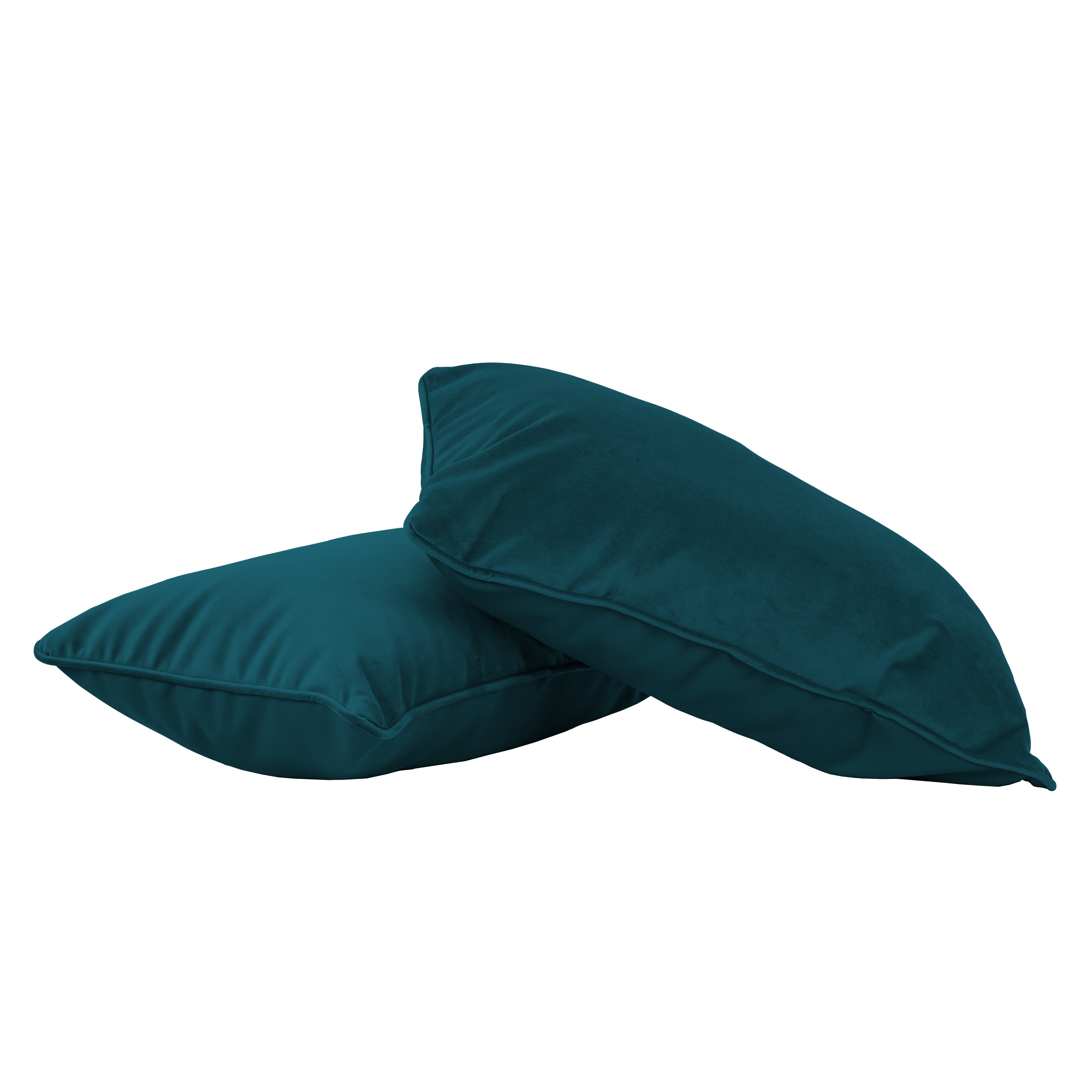 12" x 20" Rectangle Lumbar Microfiber and Faux Leather Pillow with Piping, 2-Piece - Peacock