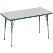 24" x 48" Rectangle T-Molding Activity Table with Adjustable Standard Ball Glide Legs - Gray/Green