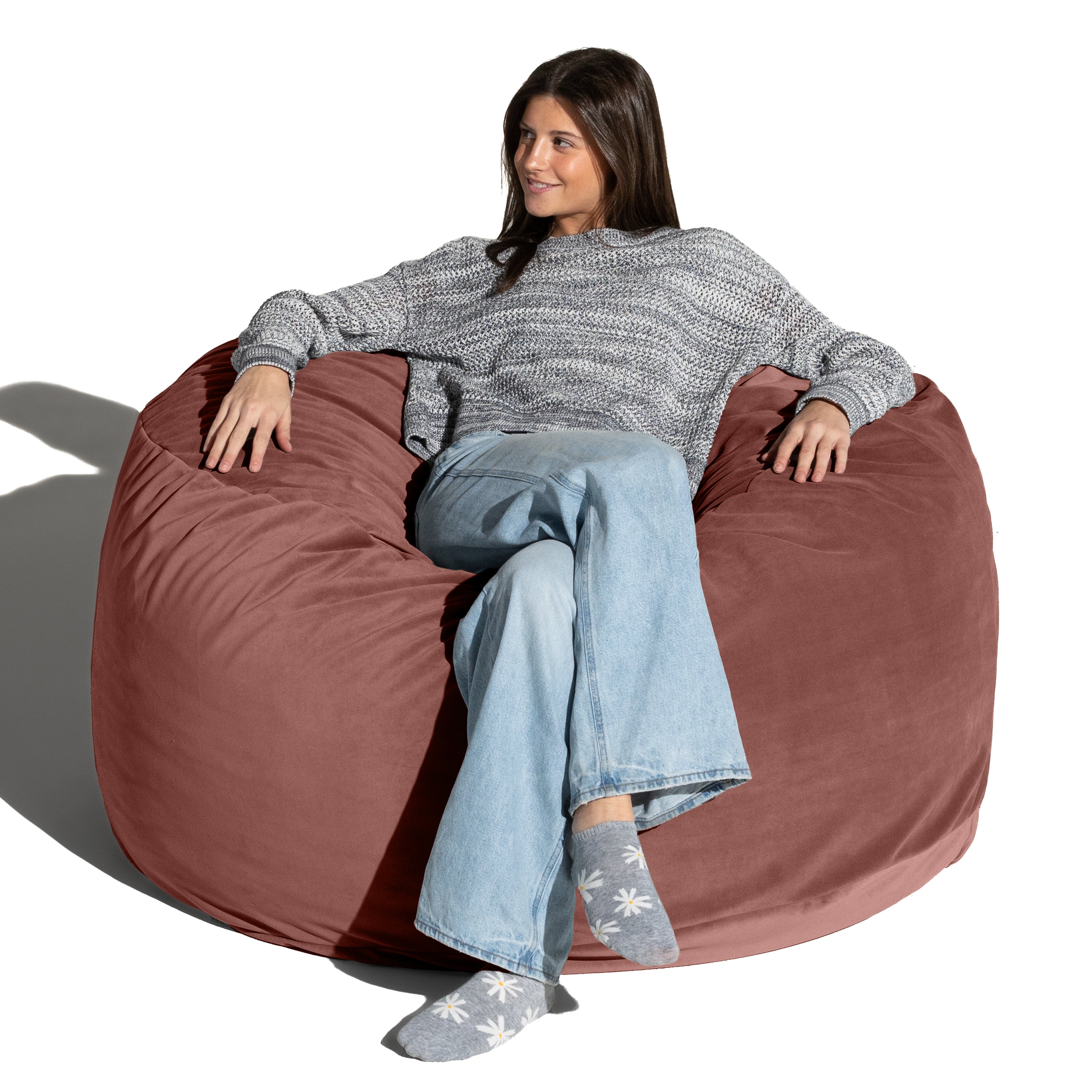 Jaxx 4 Foot Saxx - Large Round Bean Bag Chair for Adults - Lush Velvet Mauve