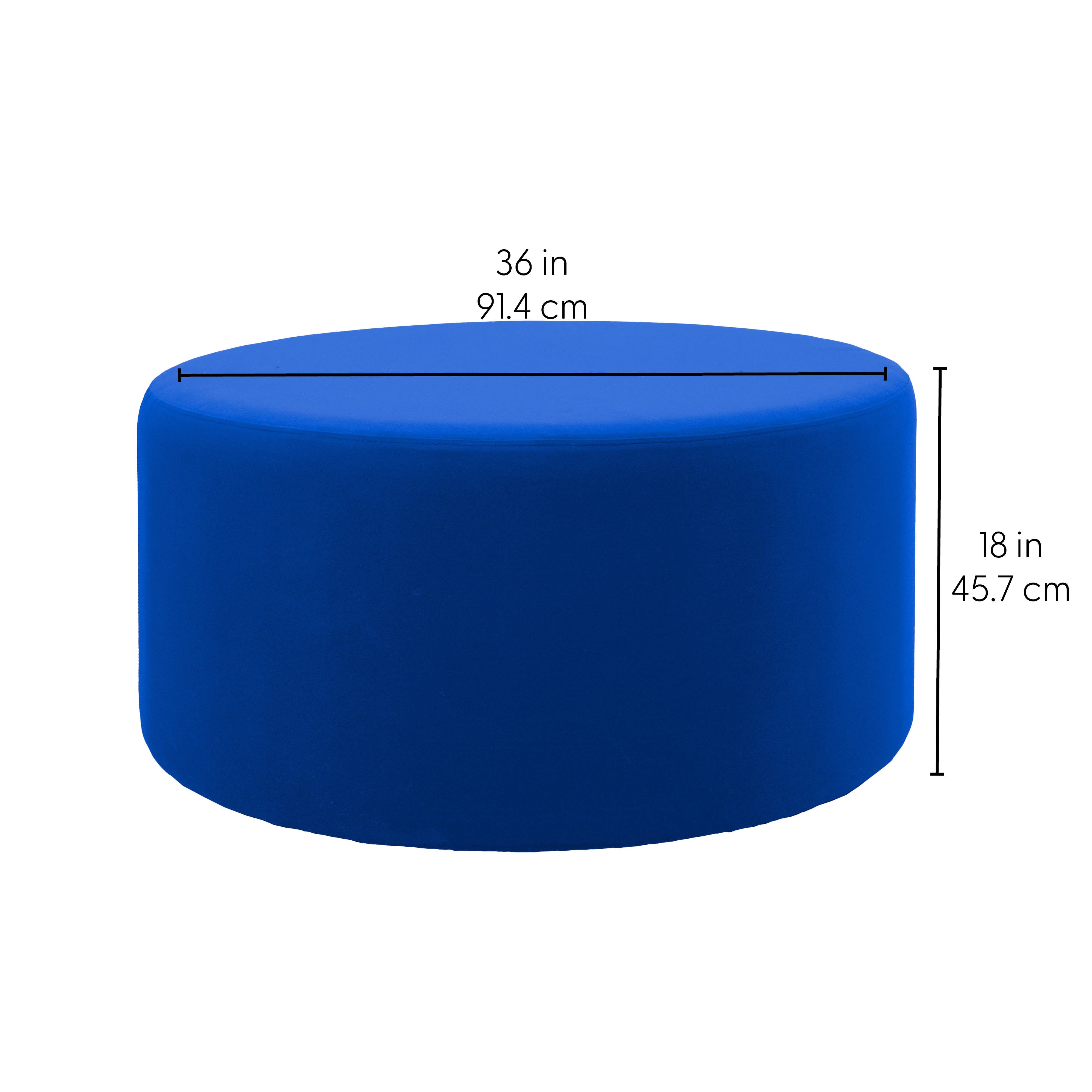 Outdoor 36" Round Ottoman with Sunbrella®, 18" H - Canvas Pacific Blue