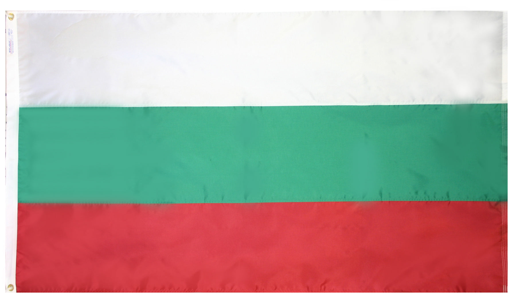 Bulgaria Flag 4x6 ft. Nylon SolarGuard Nyl-Glo 100% Made in USA to Official United Nations Design Specifications.