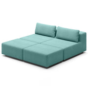 Jaxx Vada Outdoor Sun Lounger Loveseat - Luxurious Modular Double Chaise & Conversation Nook with Ottomans - Sunbrella Breeze