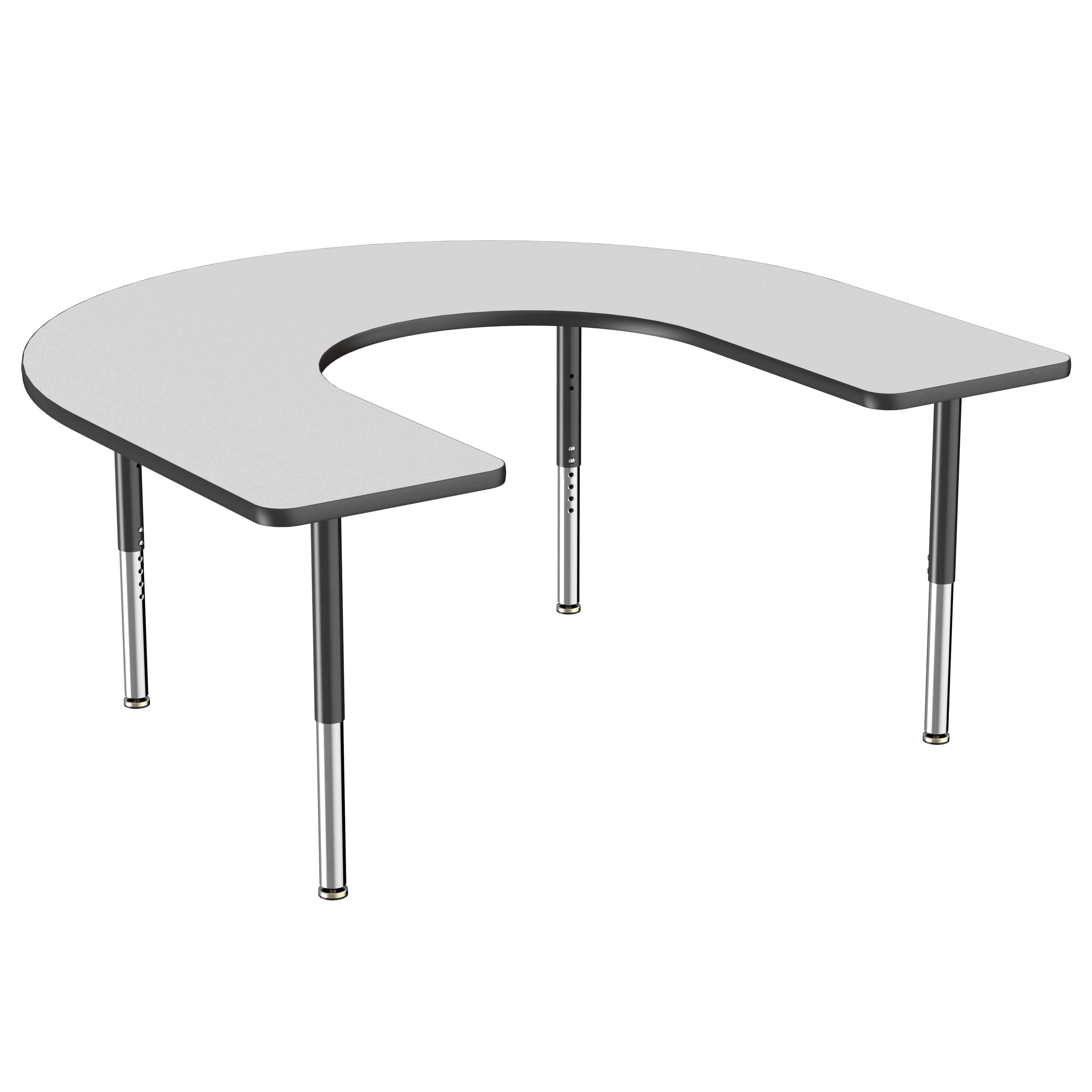 60" x 66" Horseshoe T-Molding Activity Table with Adjustable Super Legs - Gray/Black
