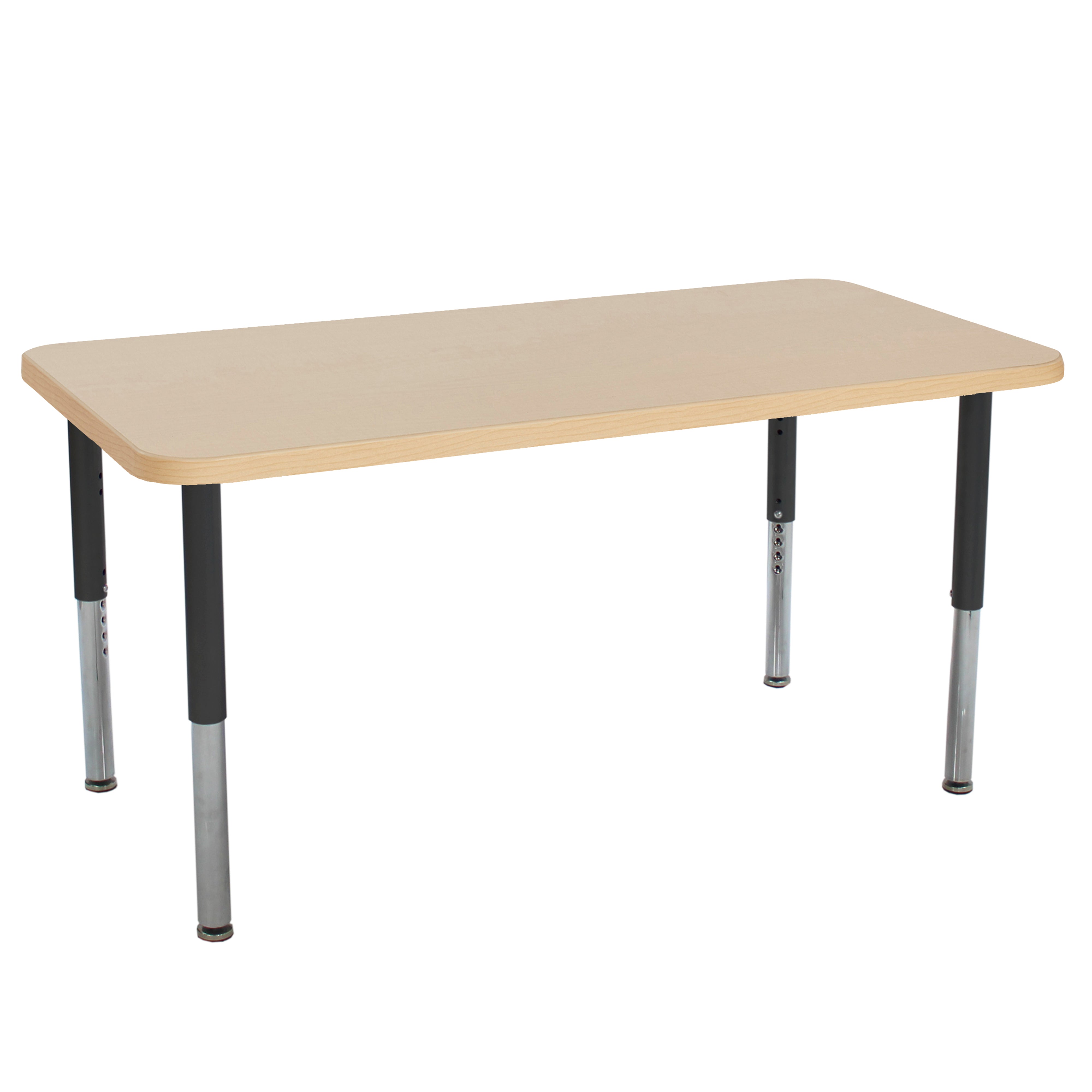 30" x 60" Rectangle La Madera Activity Table with Adjustable Super Legs - Maple Grain/Black