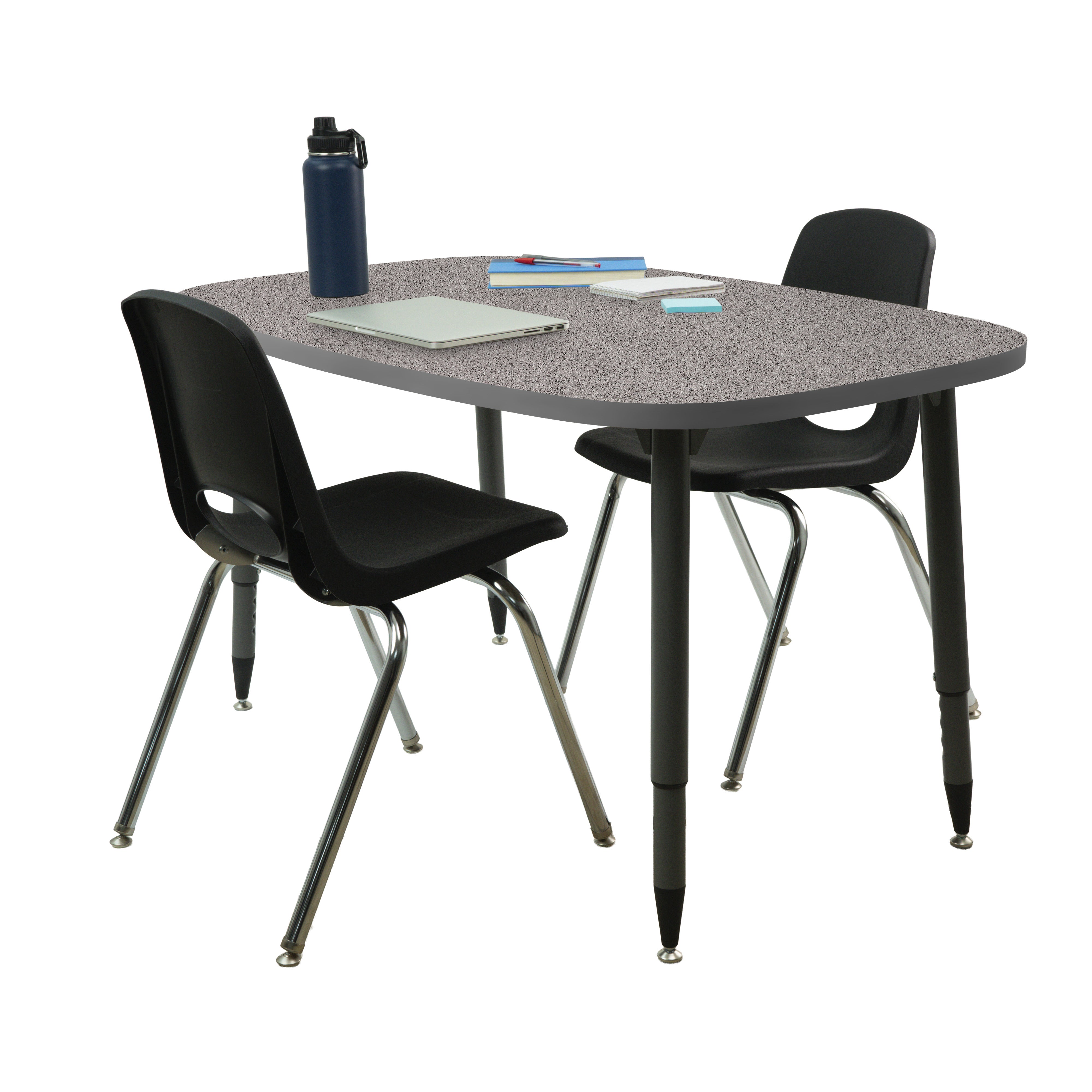Adapte 31" x 50" Rounded Rectangle Thermofused Activity Table with Adjustable Tapered Legs - Gray/North Sea