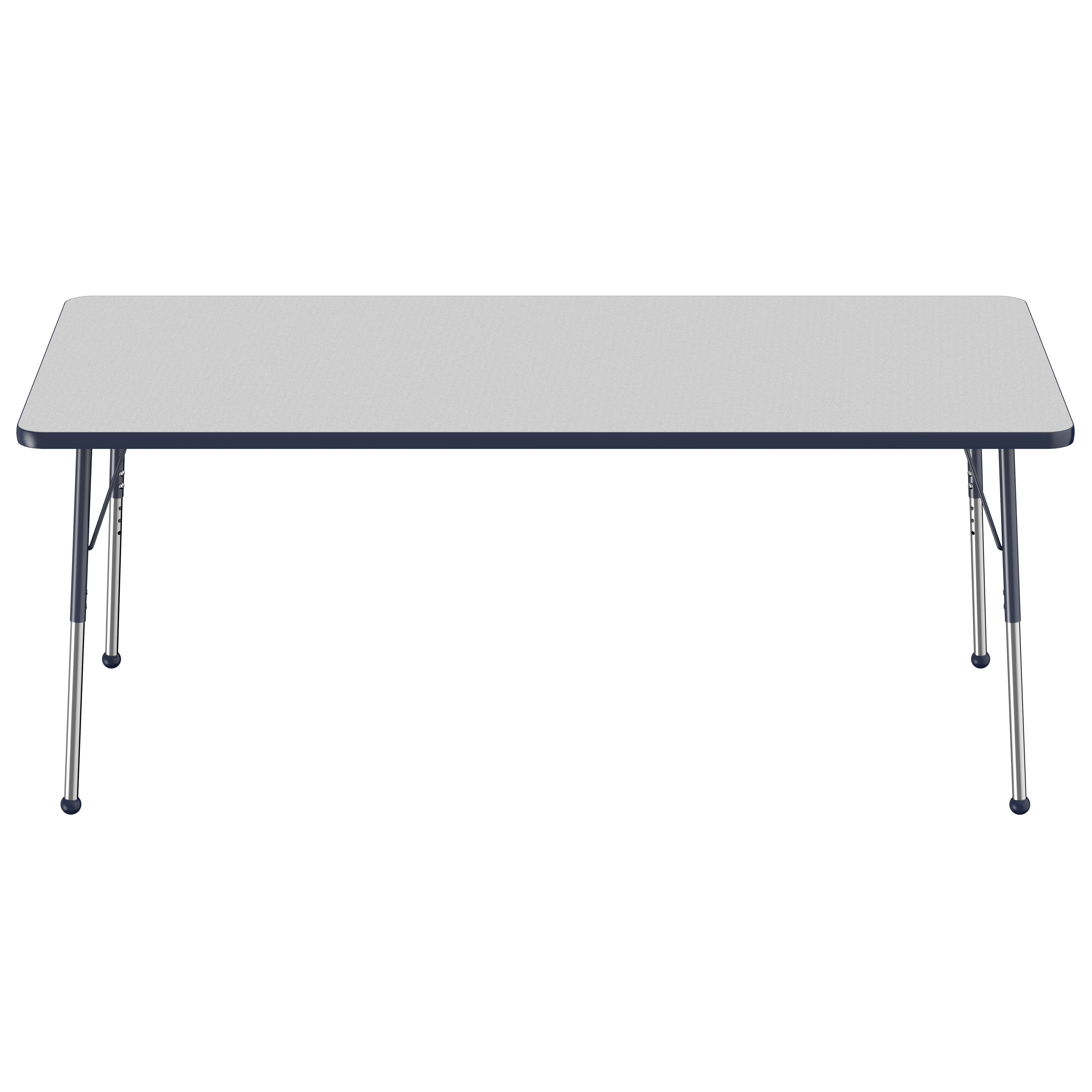 36" x 72" Rectangle T-Molding Activity Table with Adjustable Standard Ball Glide Legs - Gray/Navy