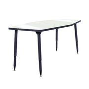 Adapte 34" x 60" Long Hexagon Dry-Erase Activity Table with Adjustable Tapered Legs - Whiteboard/Navy