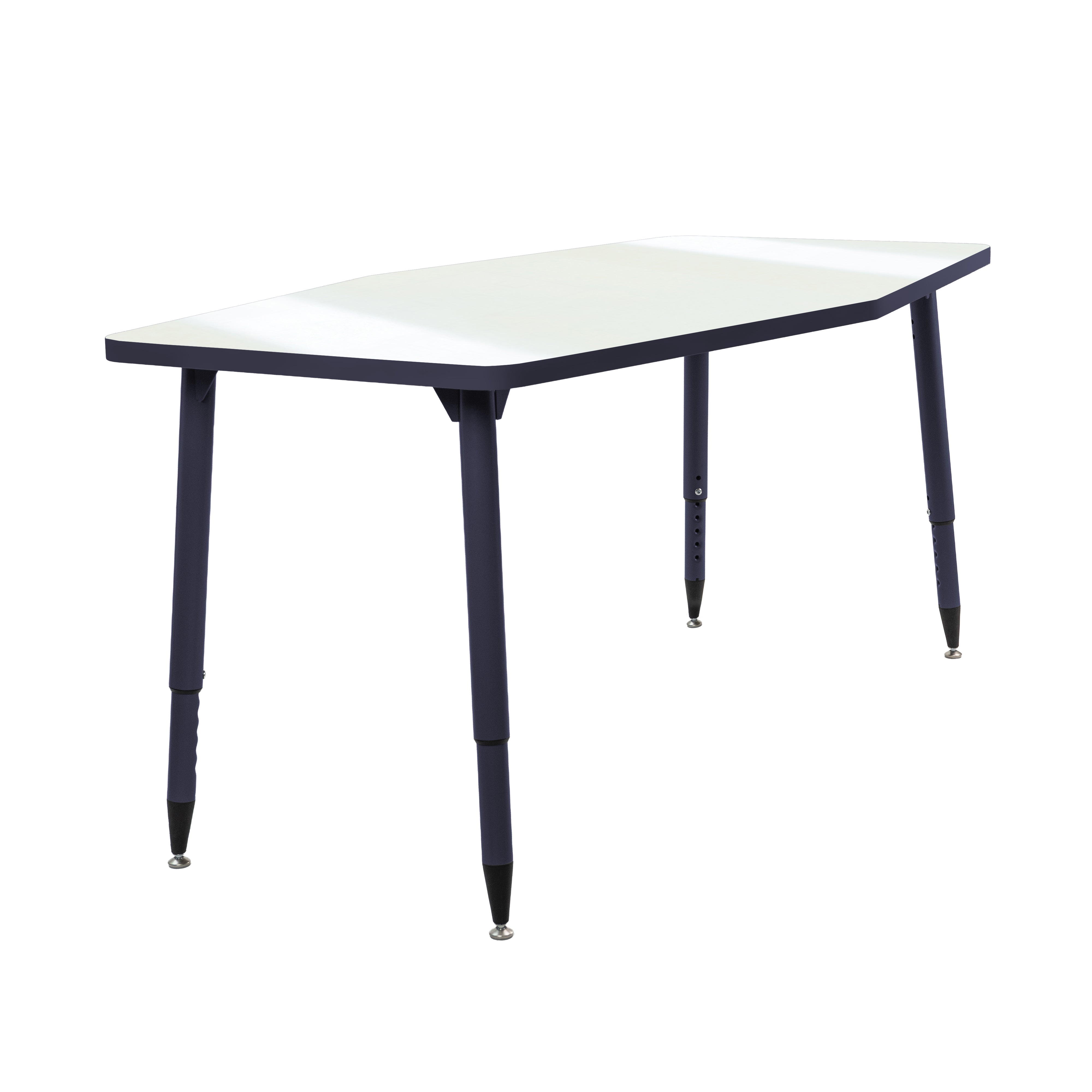 Adapte 34" x 60" Long Hexagon Dry-Erase Activity Table with Adjustable Tapered Legs - Whiteboard/Navy