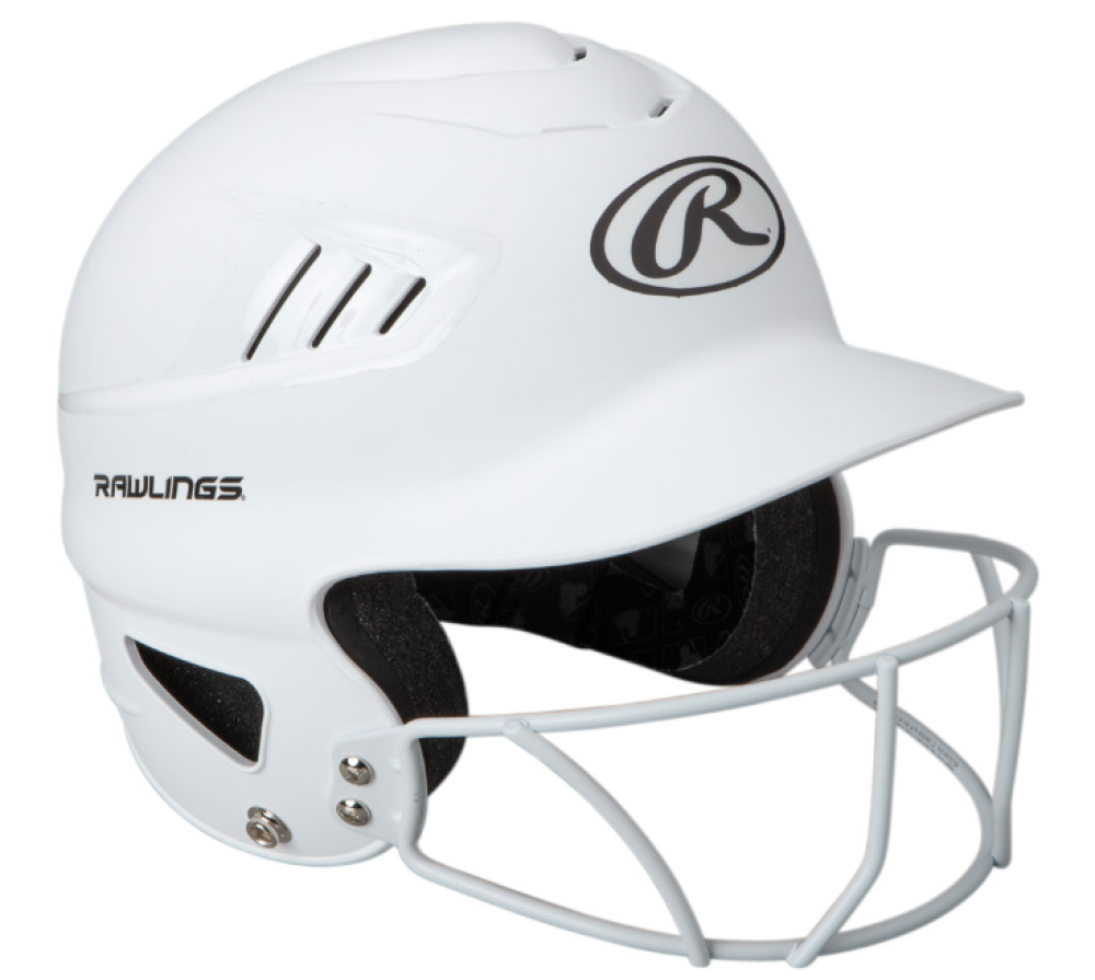 Rawlings Coolflo Highlighter Osfm Batting Helmet With Softball Face Guard - White