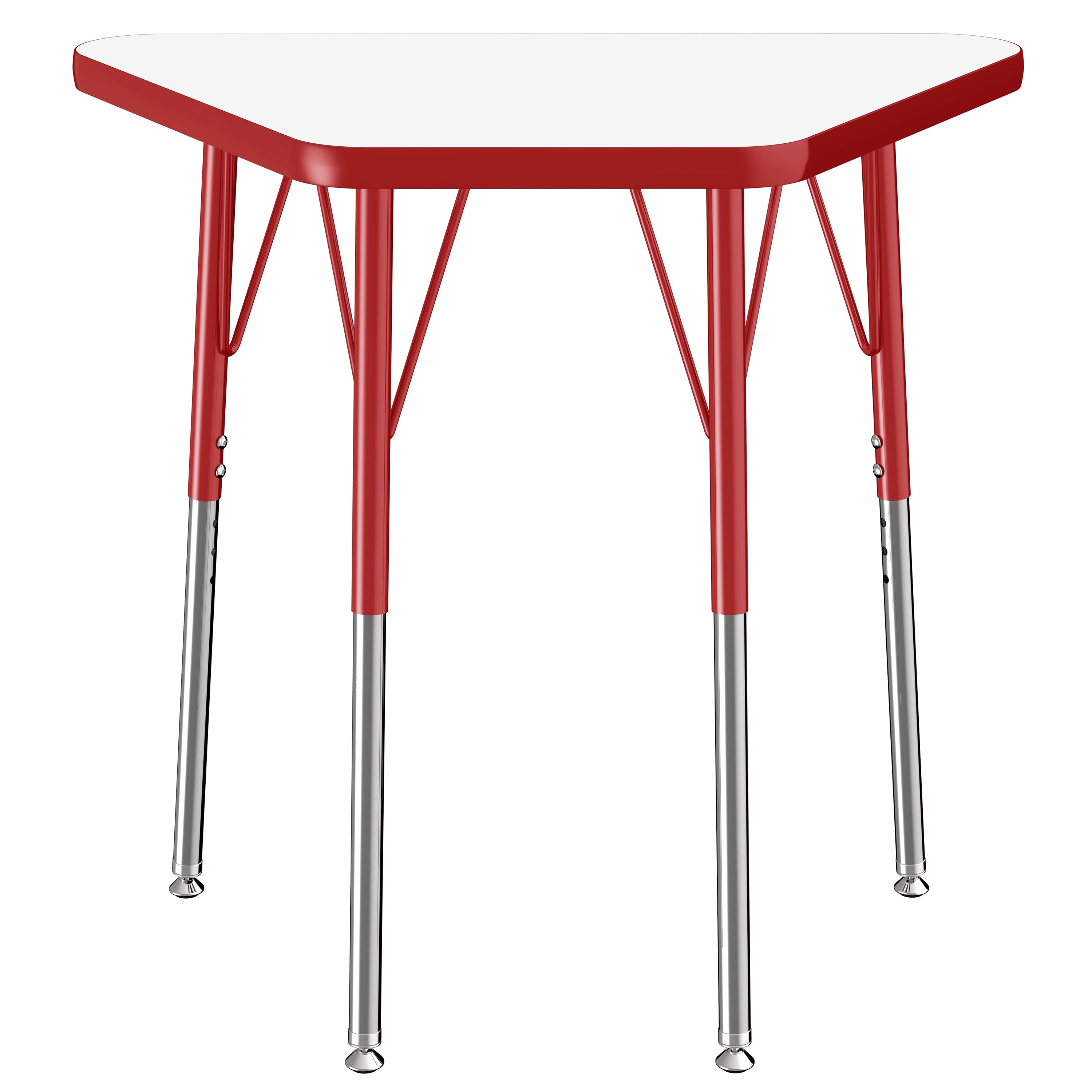 18" x 30" Trapezoid Dry-Erase Activity Table with Adjustable Standard Swivel Glide Legs - Whiteboard/Red
