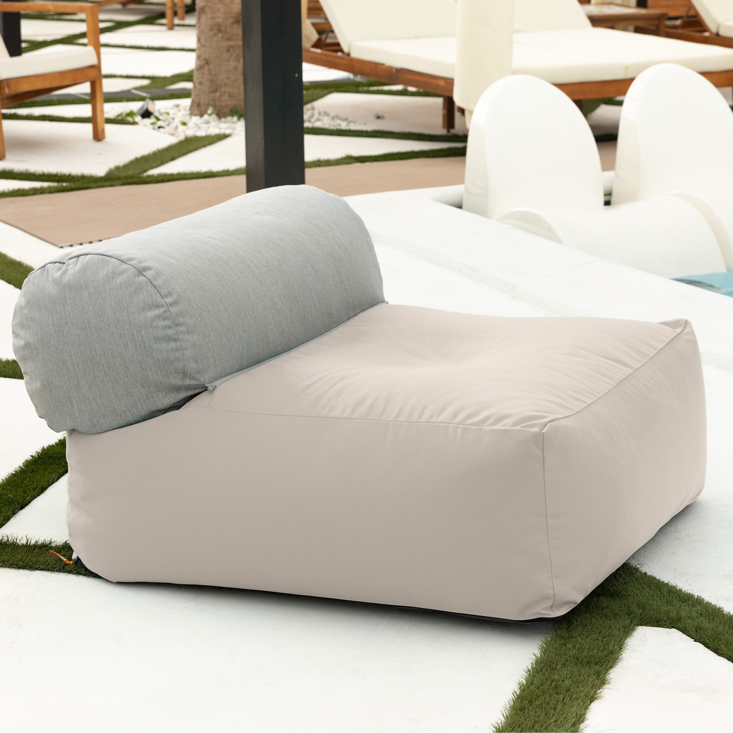 Jaxx Tybee Large Outdoor Lounge w/ Bolster - Sunbrella Pearl