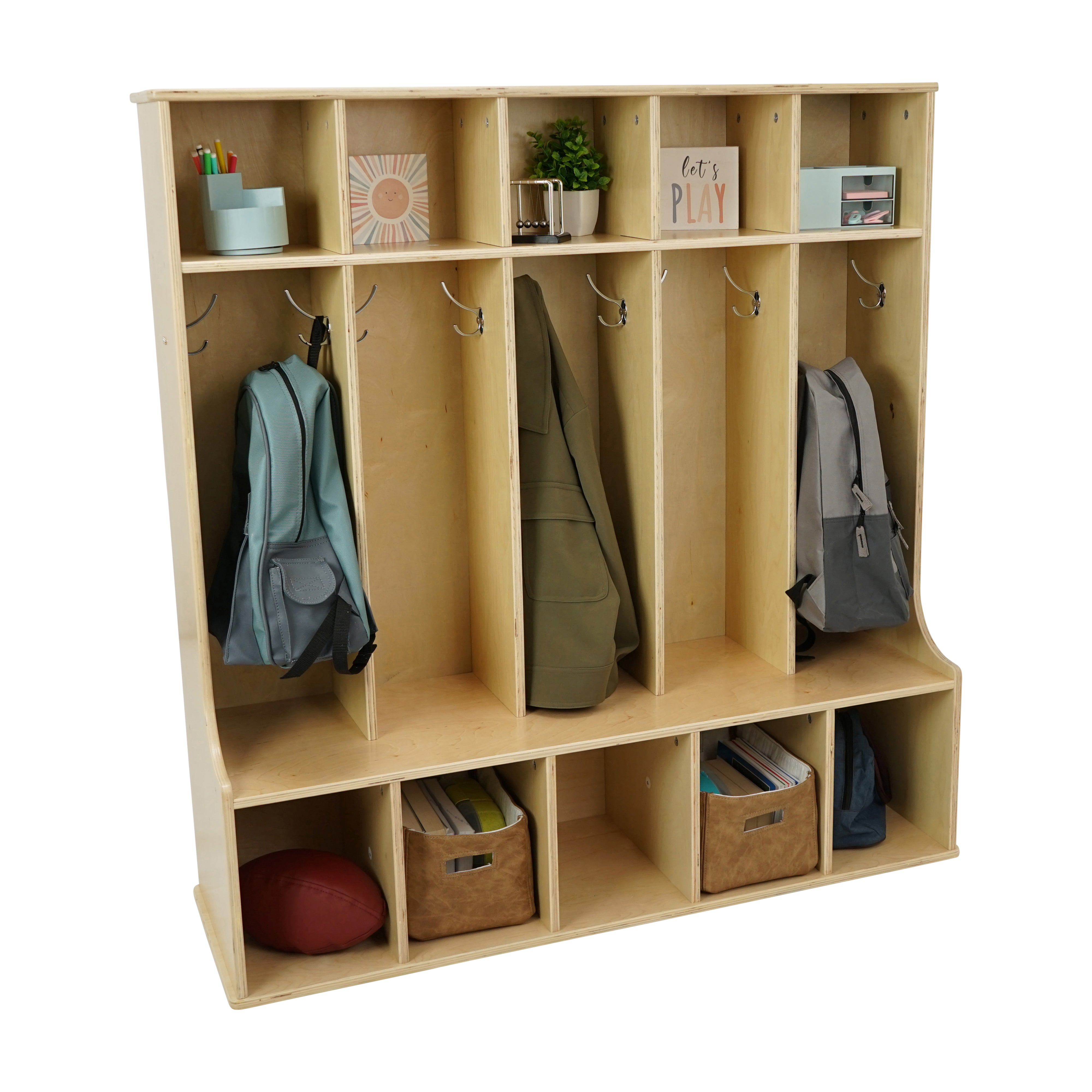 Birch 5-Section Locker with Upper Cubbies