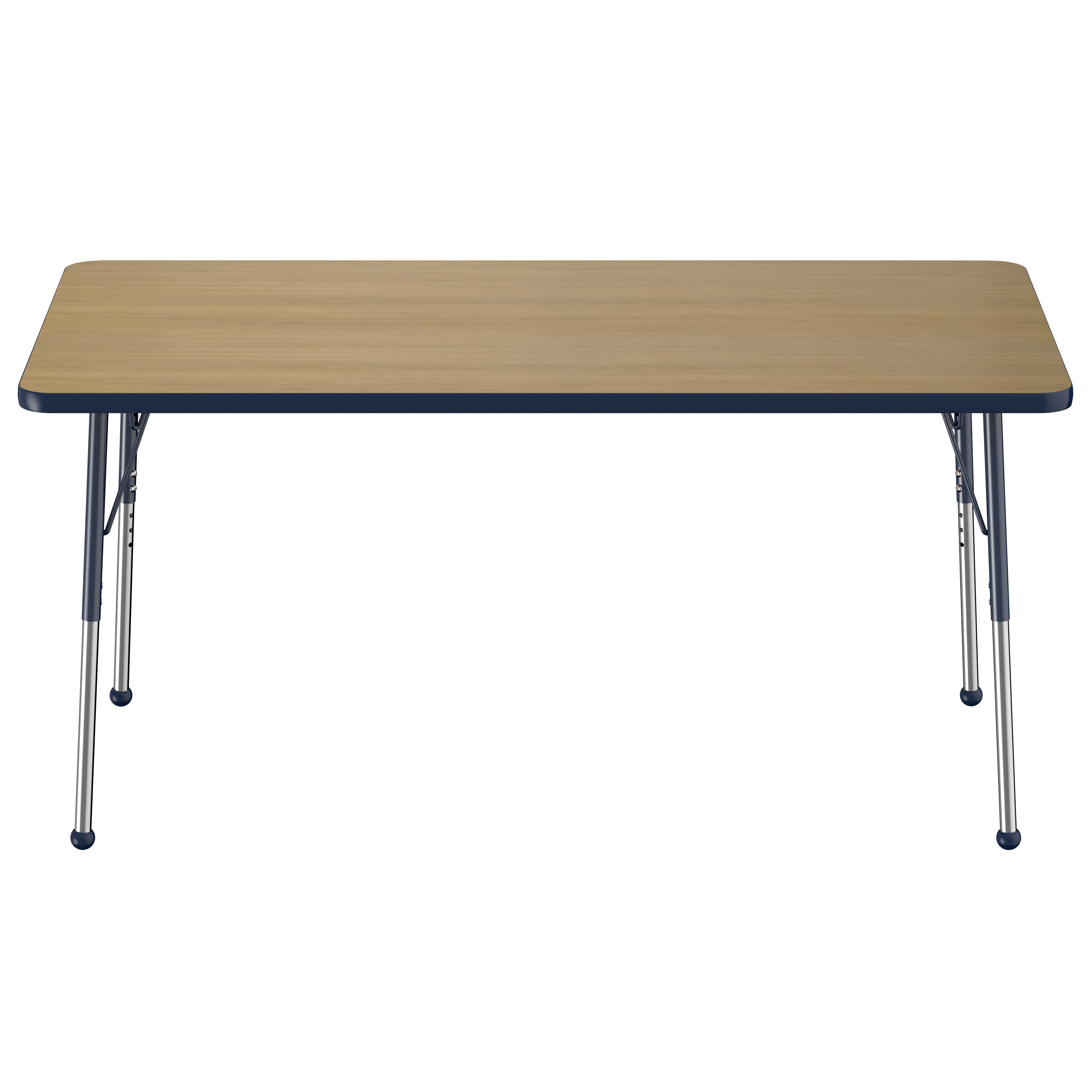 30" x 60" Rectangle Thermofused Activity Table with Adjustable Standard Ball Glide Legs - Pasadena Oak/Navy
