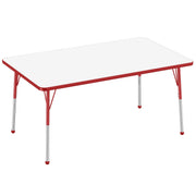 36" x 60" Rectangle Dry-Erase Activity Table with Adjustable Standard Ball Glide Legs - Whiteboard/Red