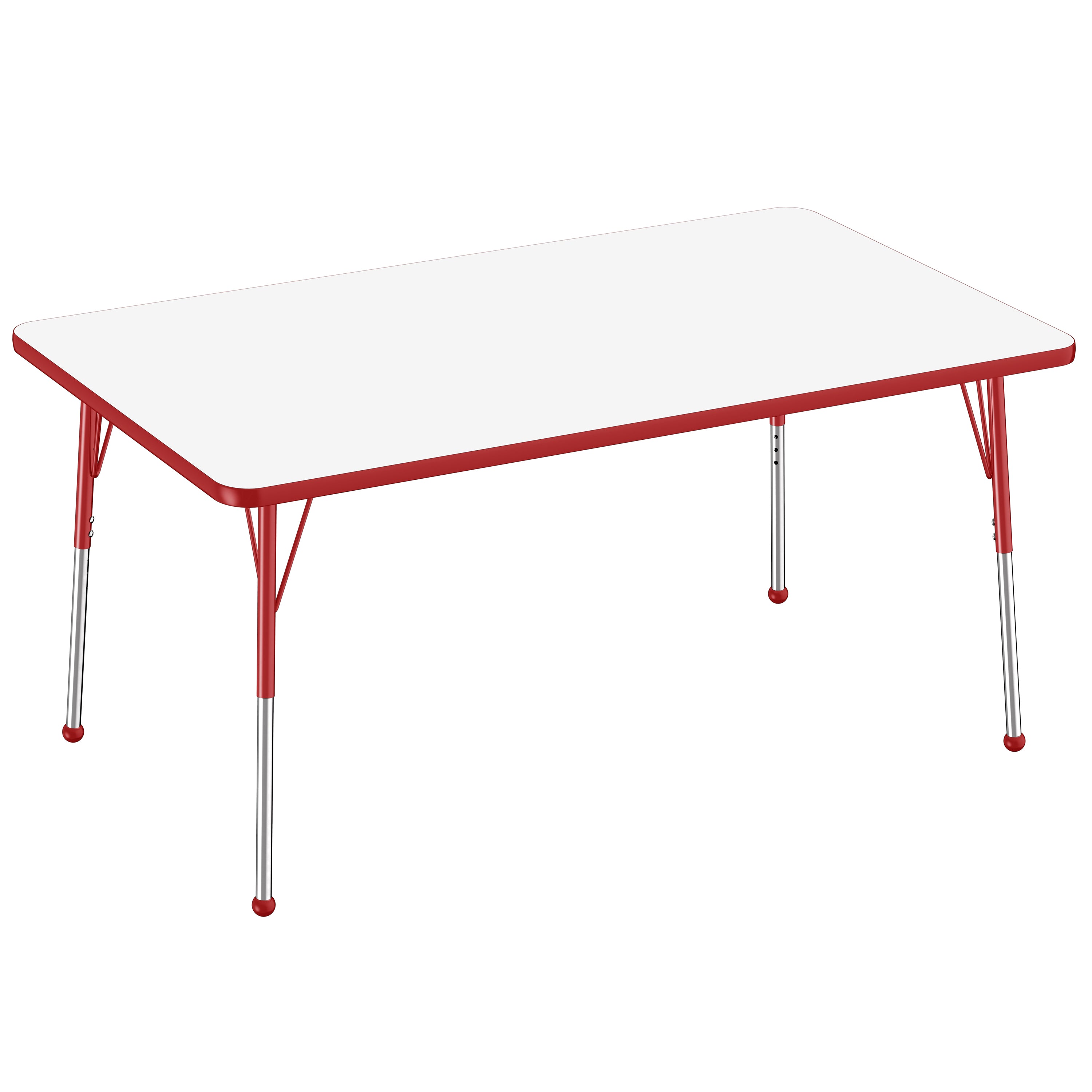 36" x 60" Rectangle Dry-Erase Activity Table with Adjustable Standard Ball Glide Legs - Whiteboard/Red