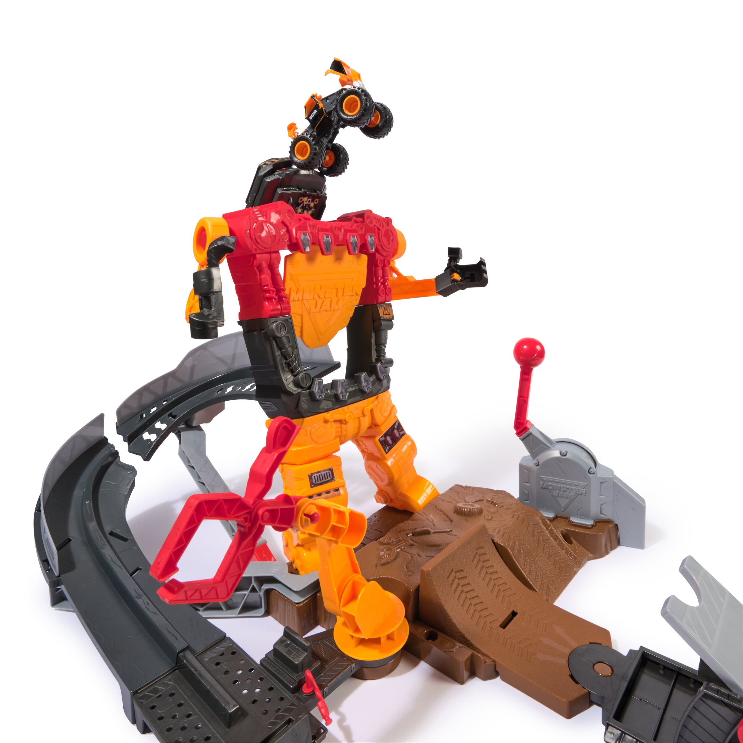 Monster Jam Smash & Bash SmashBot Playset with Launcher, Exclusive 1:64 Scale Monster Truck, 15-Inch Repairable Robot, Kids Toys for Boy and Girls Ages 3 and up