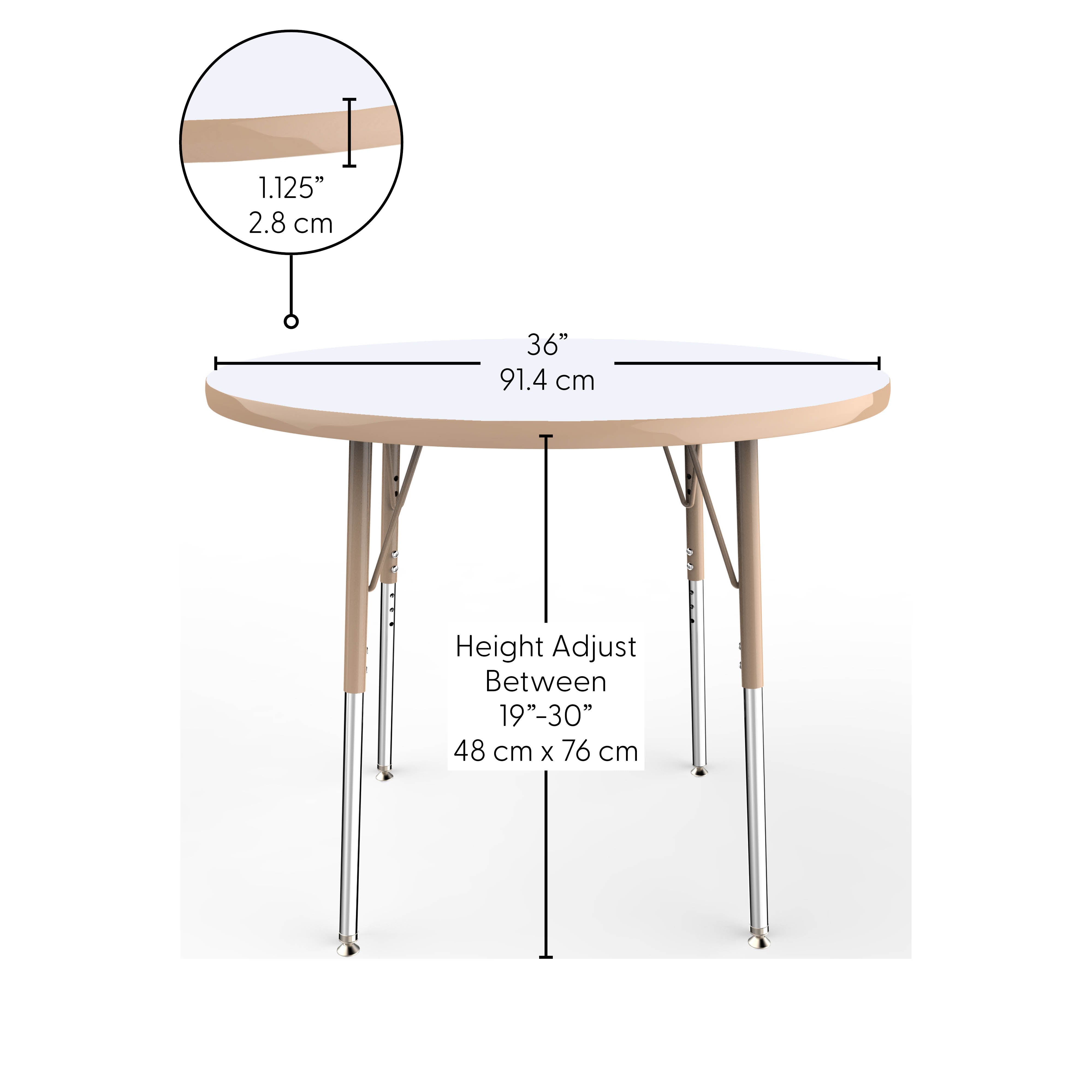36" Round Dry-Erase Activity Table with Adjustable Standard Swivel Glide Legs - Whiteboard/Sand