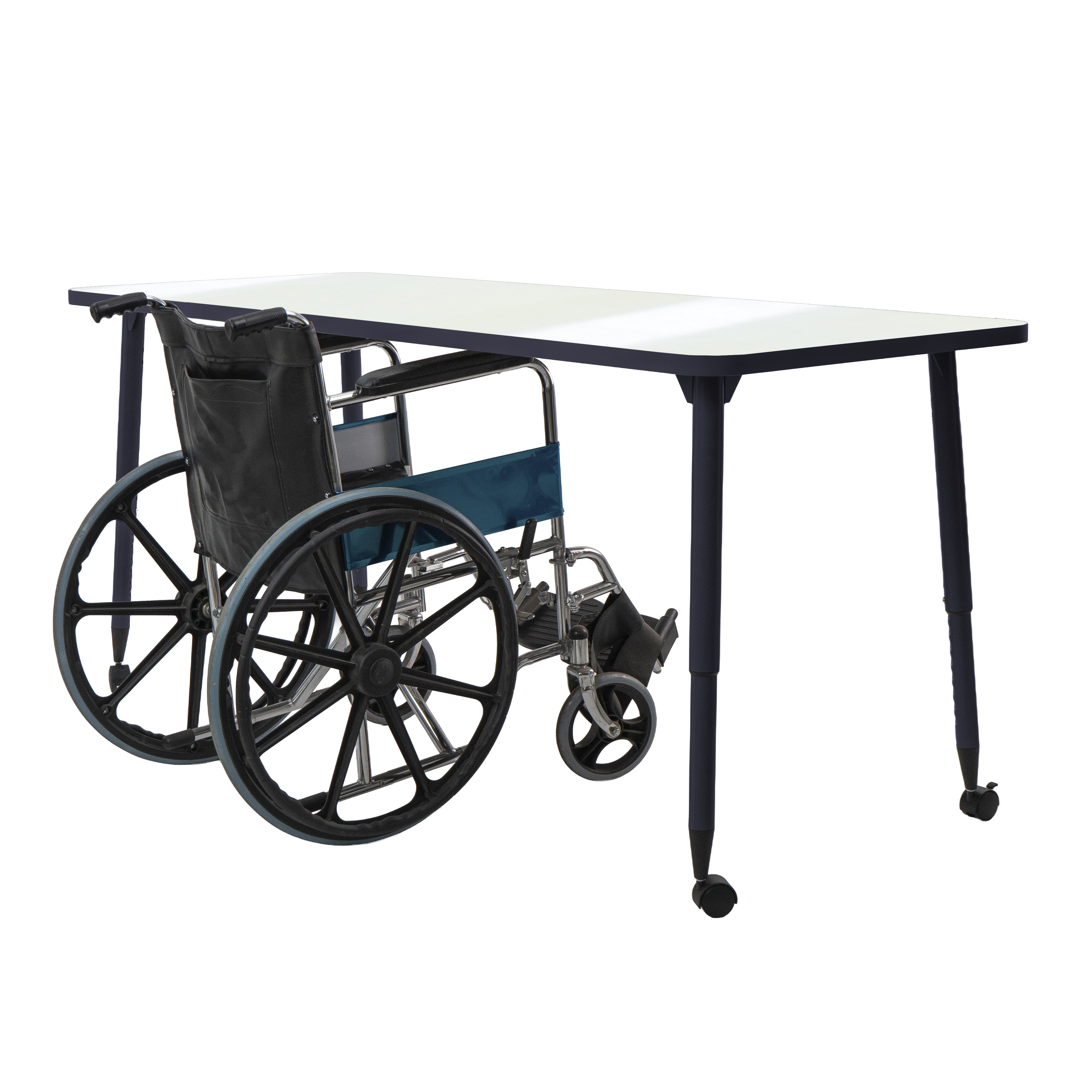 Adapte 30" x 72" Rectangle Dry-Erase Thermofused Activity Table with Adjustable Tapered Legs - Whiteboard/Navy