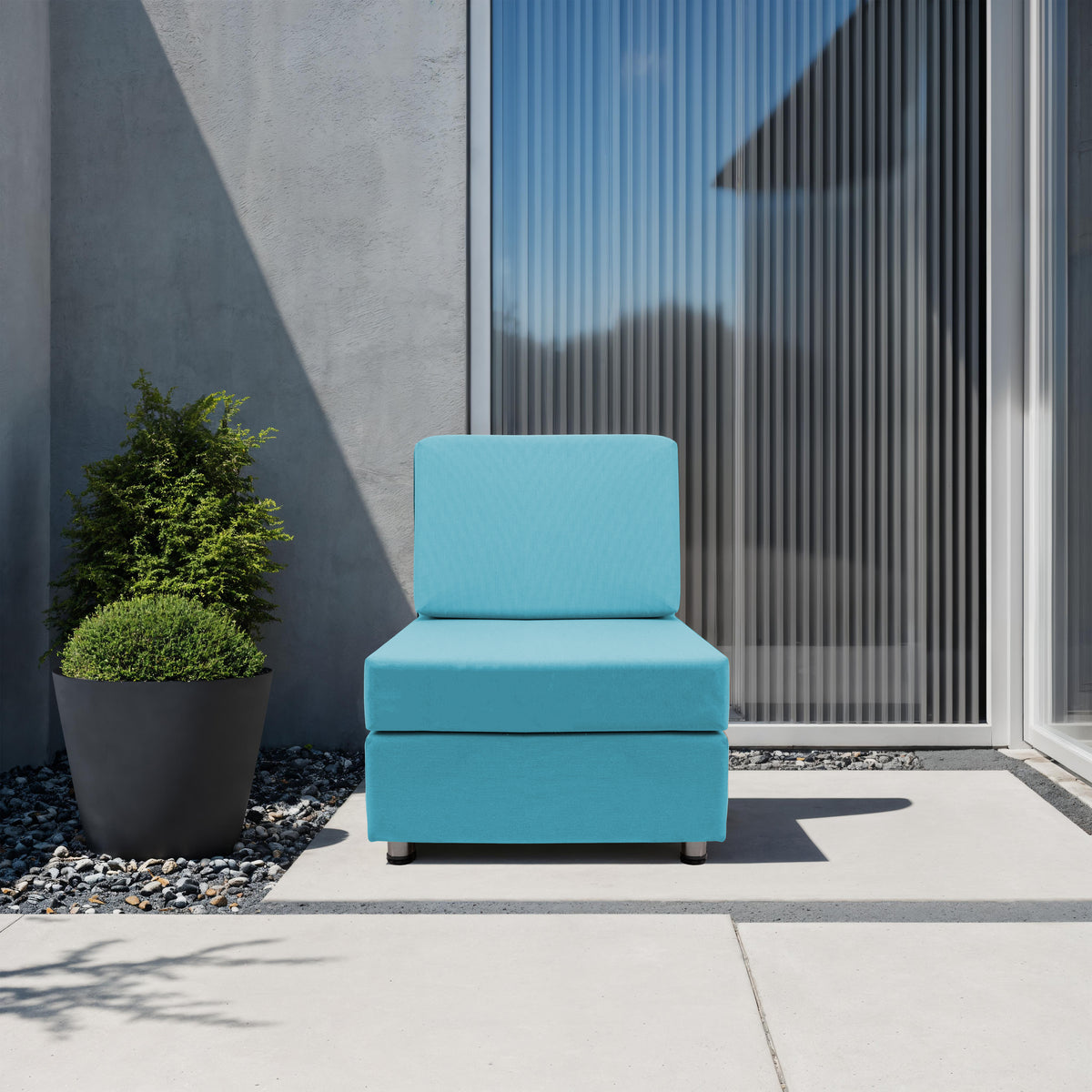 Outdoor Armless Chair with Sunbrella - Canvas Aruba