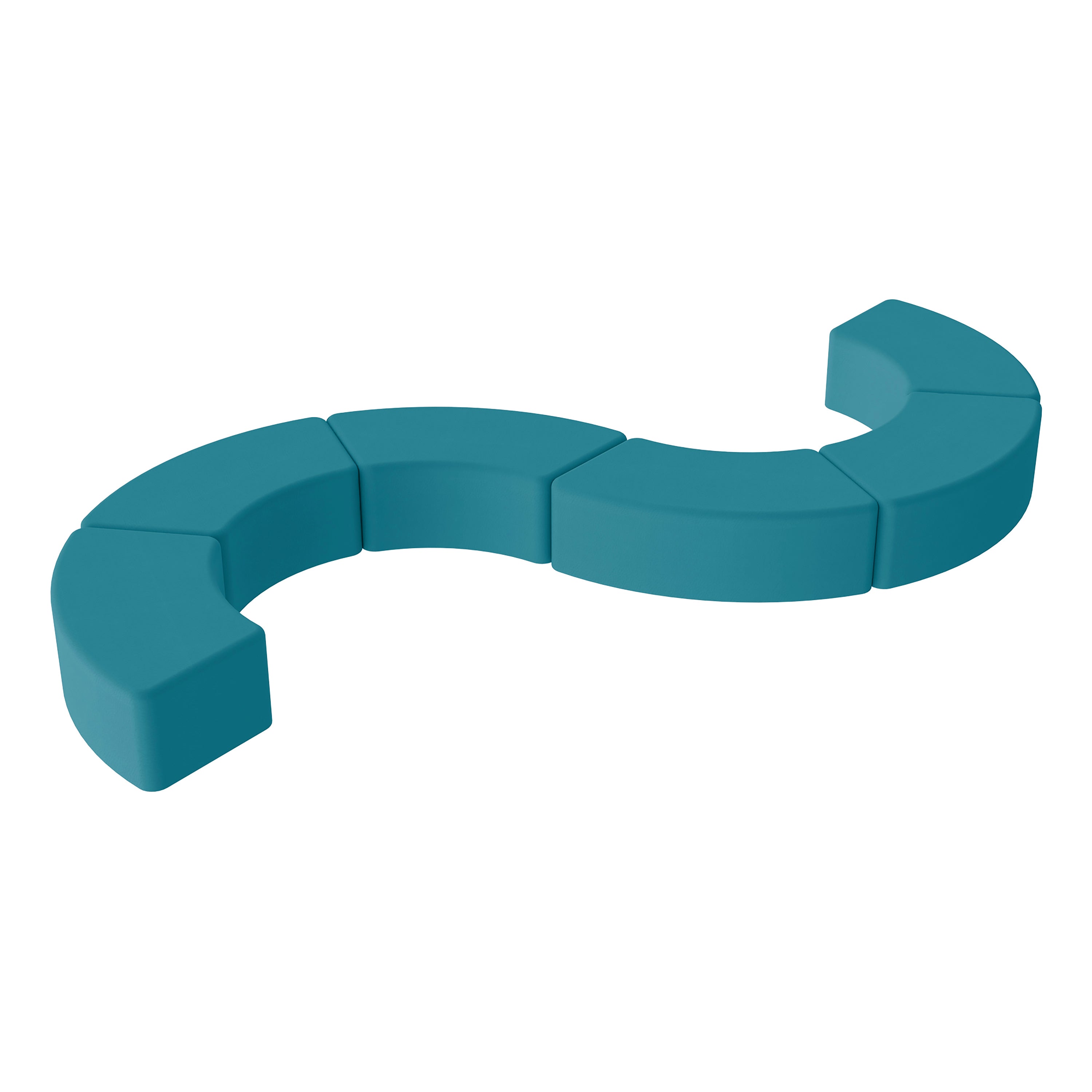 Pro Series Upholstered S Curve Ottoman 12" Height, 6-Piece - Teal