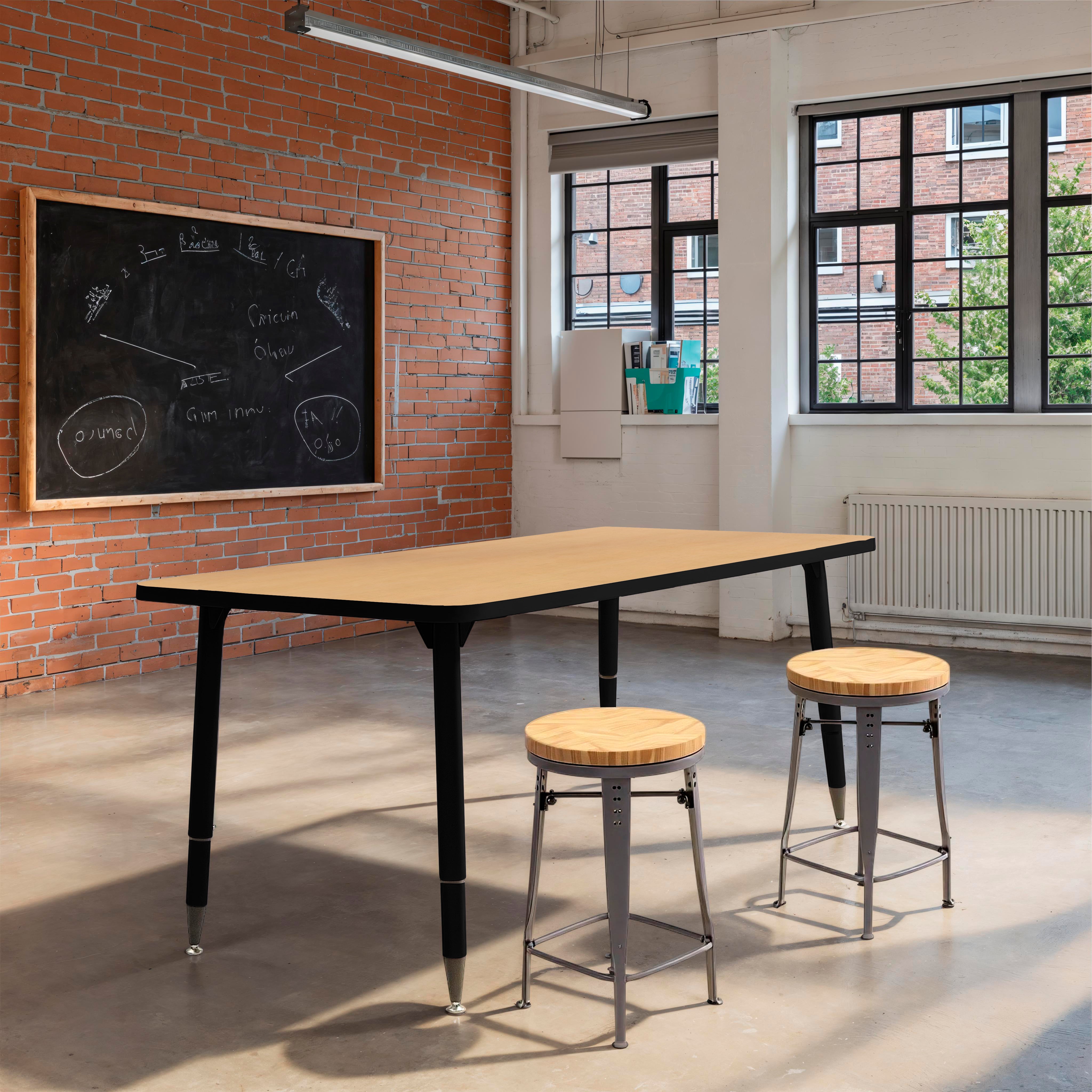 Adapte 30" x 60" Rectangle Thermofused Activity Table with Adjustable Tapered Legs - Maple/Black