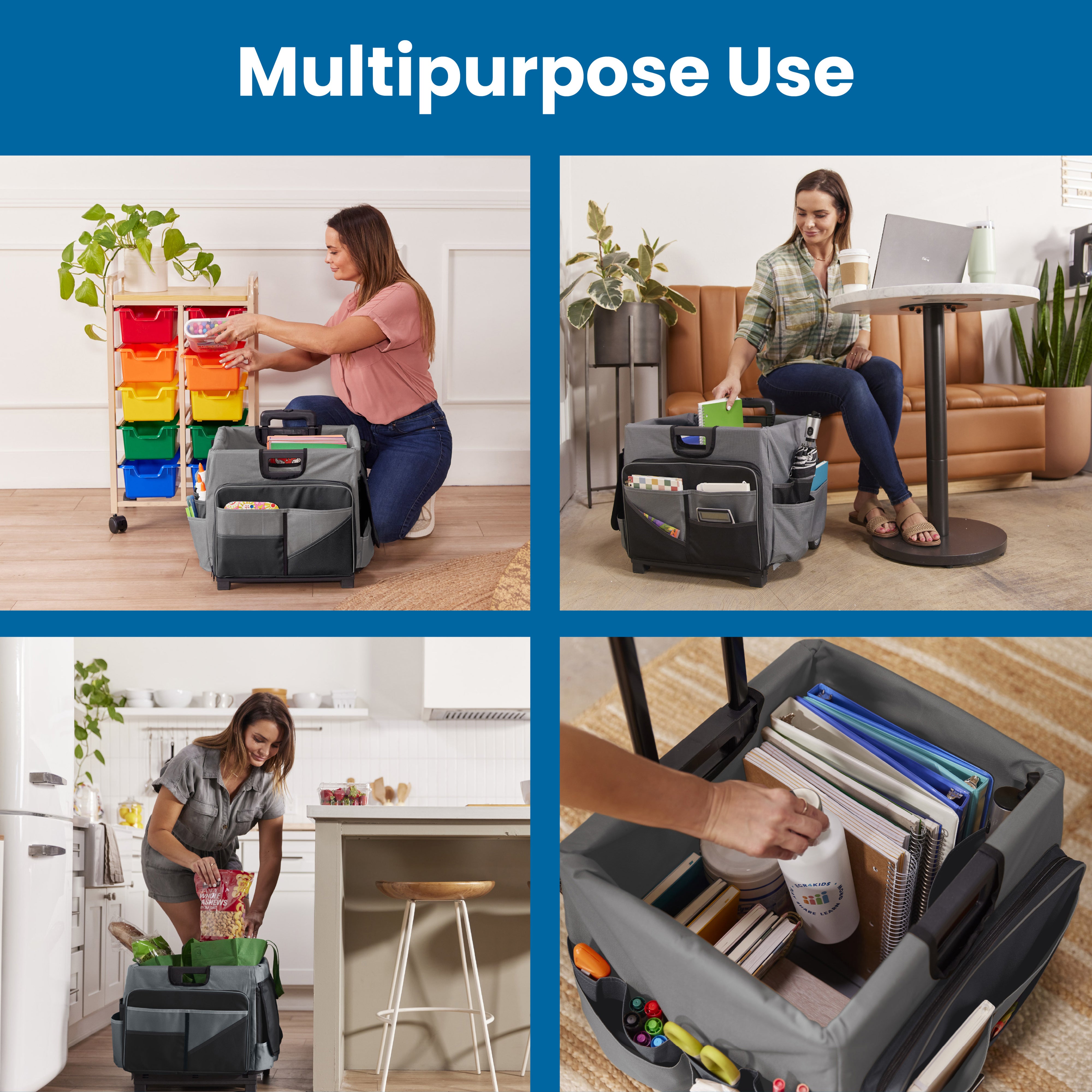 Universal Rolling Cart and Canvas Organizer - Black/Grey