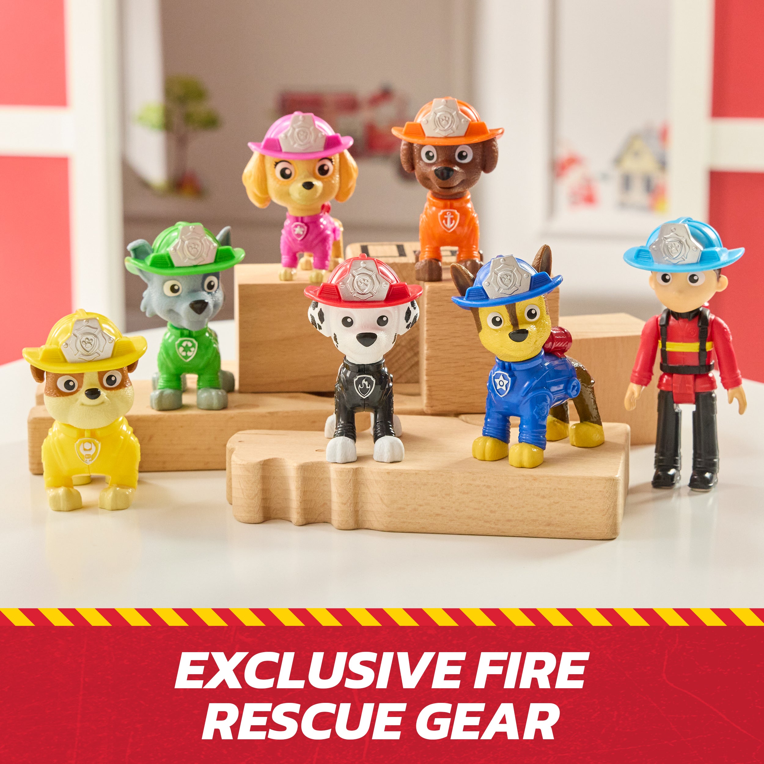 PAW Patrol Fire Rescue Team Pack with 7 Collectible Action Figures, Including Ryder & 6 PAW Patrol Pups, Kids Toys for Boys & Girls Ages 3 and Up