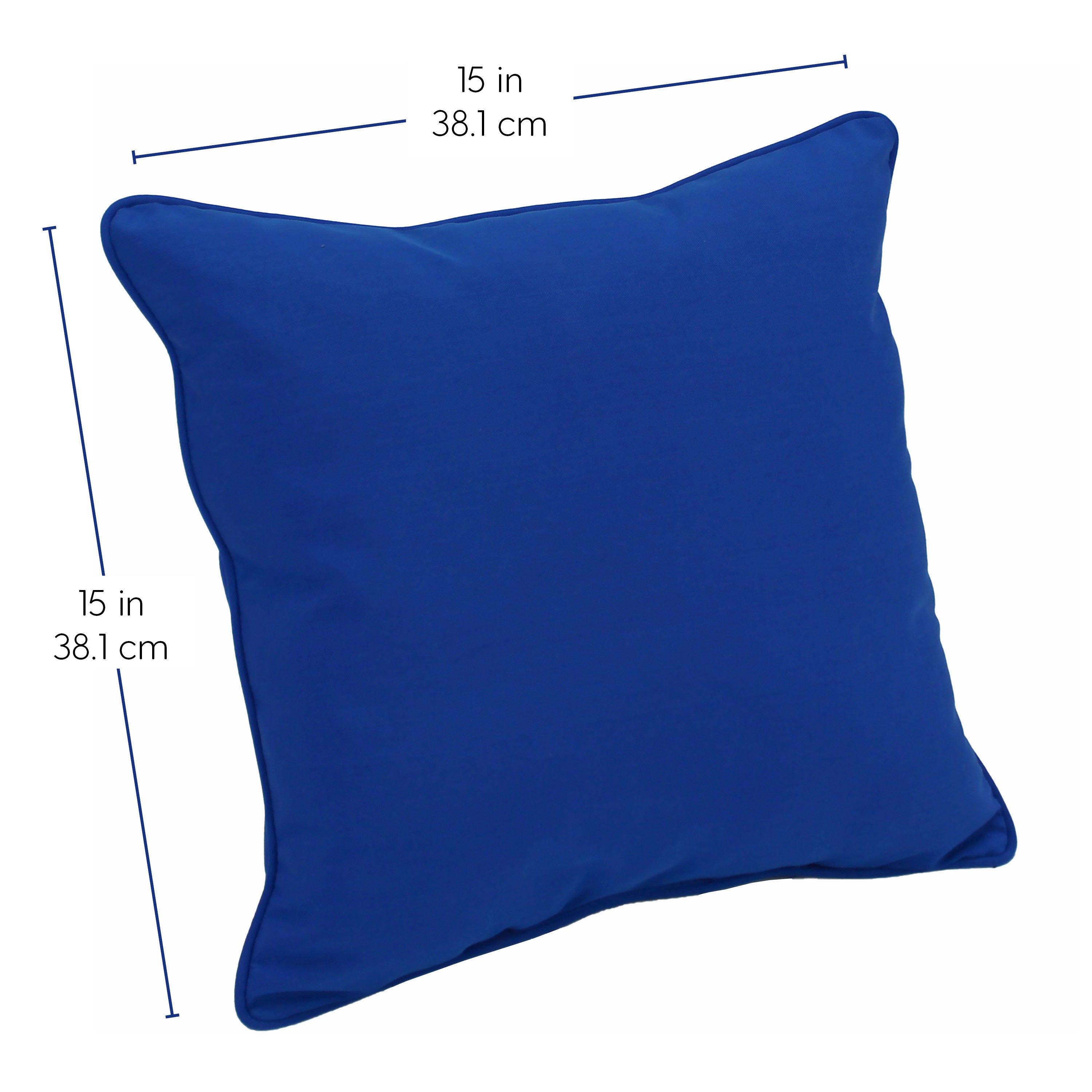 Presidio 15" x 15" Square Indoor/Outdoor Pillow with Piping, 2-Piece - Brilliant Blue