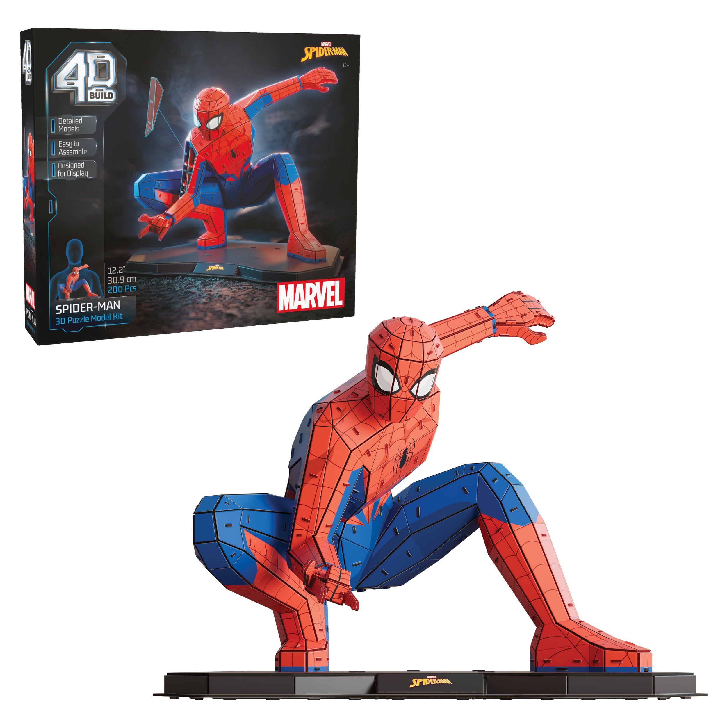 4D Build, Marvel Spider Man 3D Puzzle Model Kit Full-Body Pose, Desk Décor, Adult Puzzles, Building Toys, 3D Puzzles for Adults & Teens, Marvel Collectibles, 195 Pieces, for Ages 12 & Up