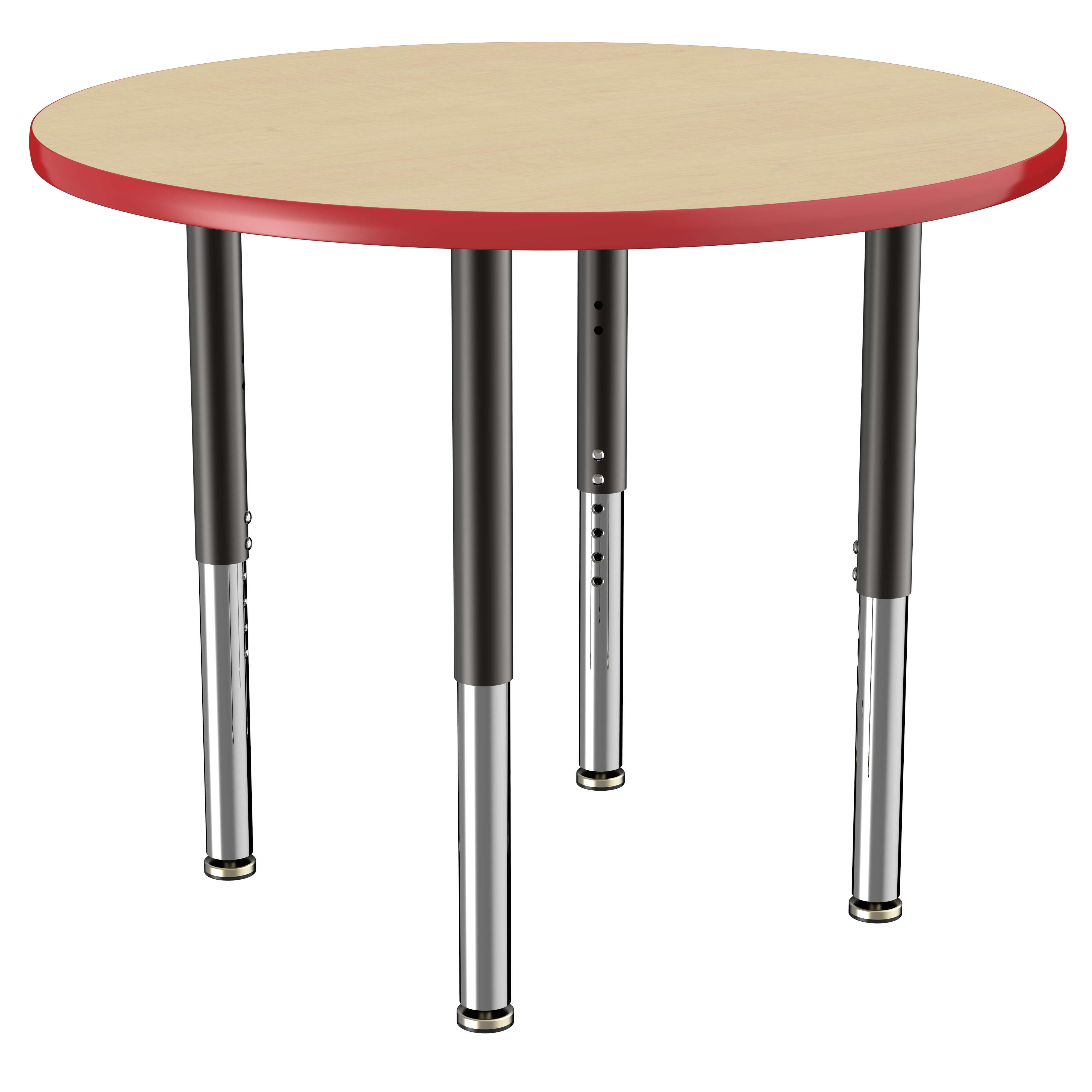36" Round T-Molding Activity Table with Adjustable Super Legs - Maple/Red/Black
