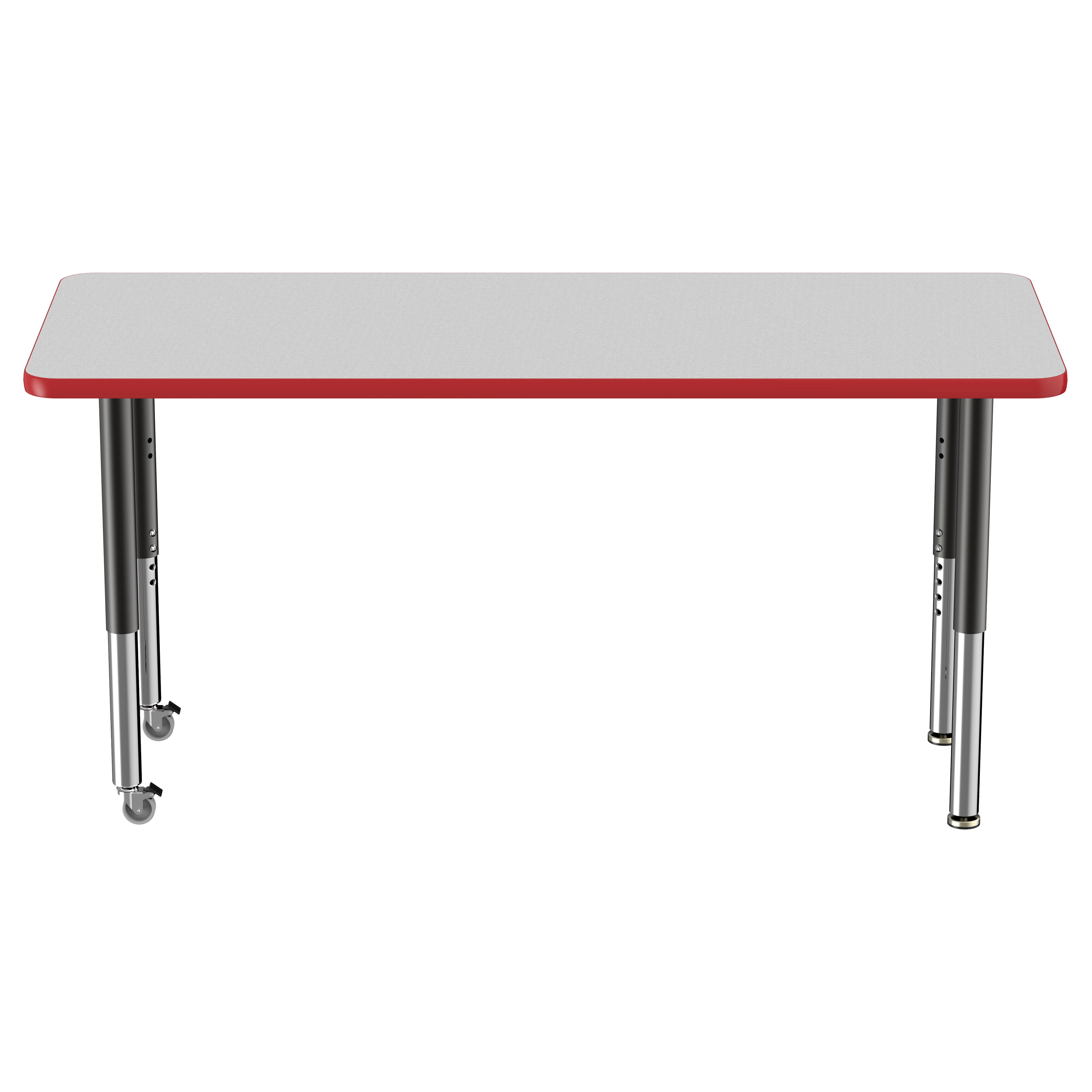 24" x 60" Rectangle T-Molding Activity Table with Adjustable Super Legs - Gray/Red/Black