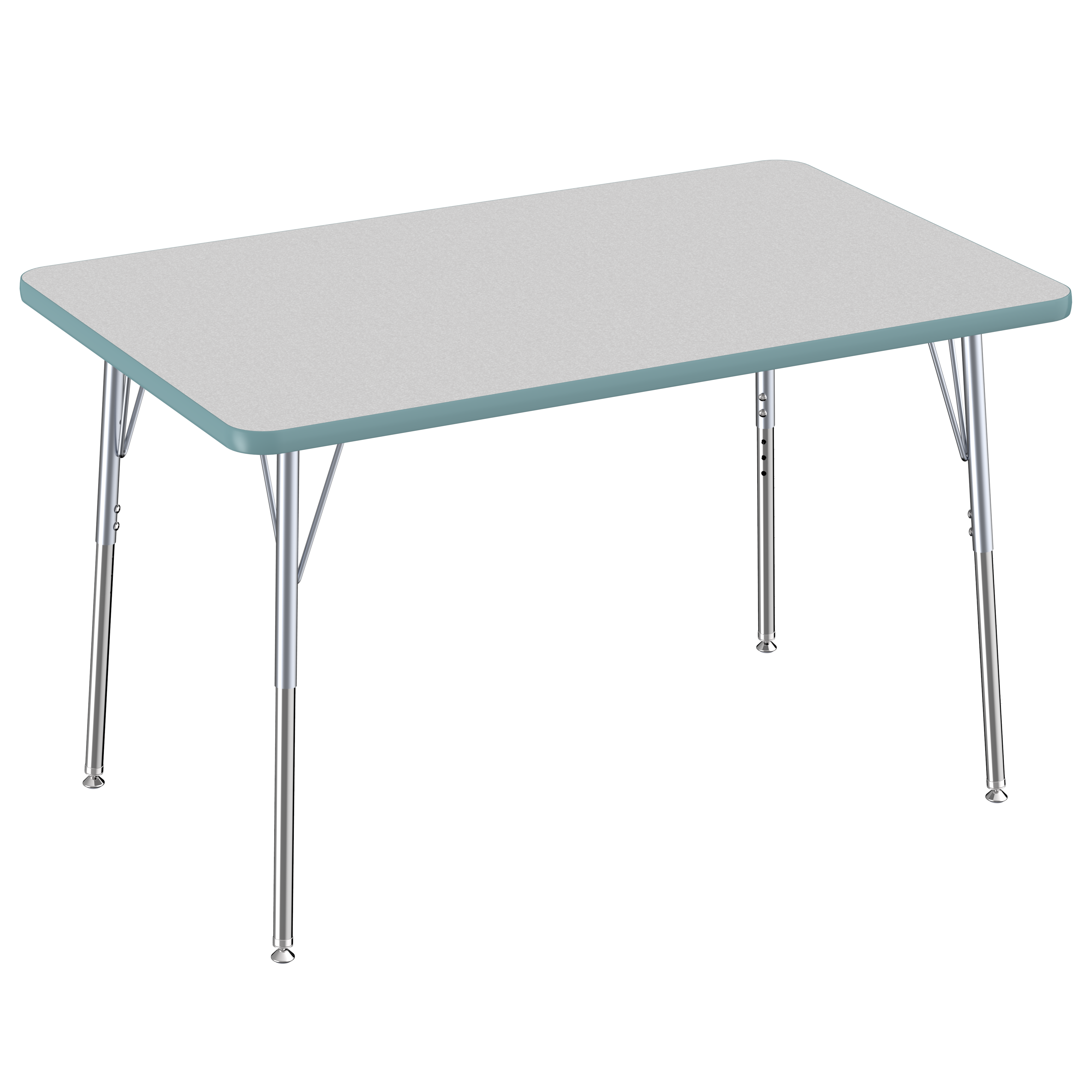 30" x 48" Rectangle Thermofused Activity Table with Adjustable Standard Swivel Glide Legs - Gray/Seafoam/Silver