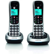 Motorola DECT 6.0 Cordless Phone with Answering Machine and Call Block, Silver/Black, 2 Handsets