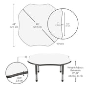 48" x 48" Clover Dry-Erase Activity Table with Adjustable Chunky Legs - Whiteboard/Black