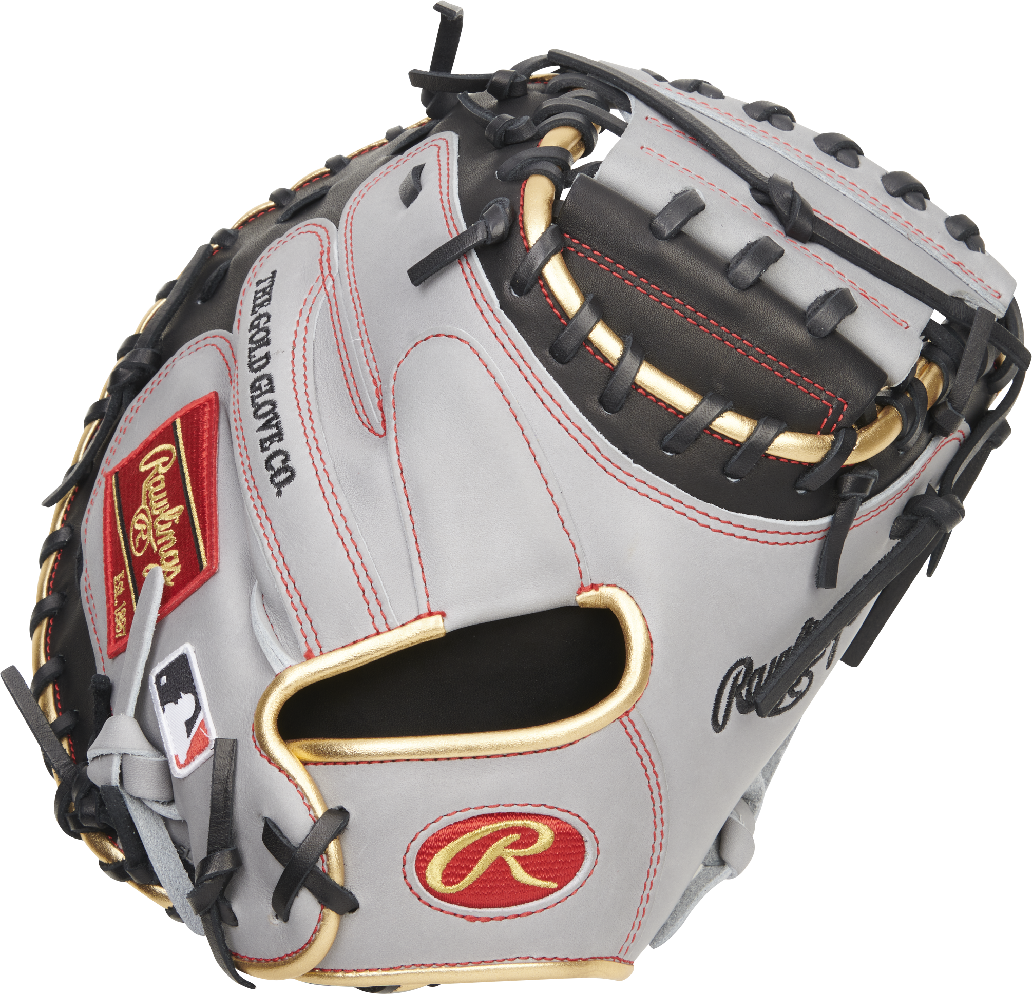 Rawlings Heart Of The Hide With R2G Technology Series Catchers Mitt 33-Inch Baseball Glove  - Right Hand Thrower - Black/Gray