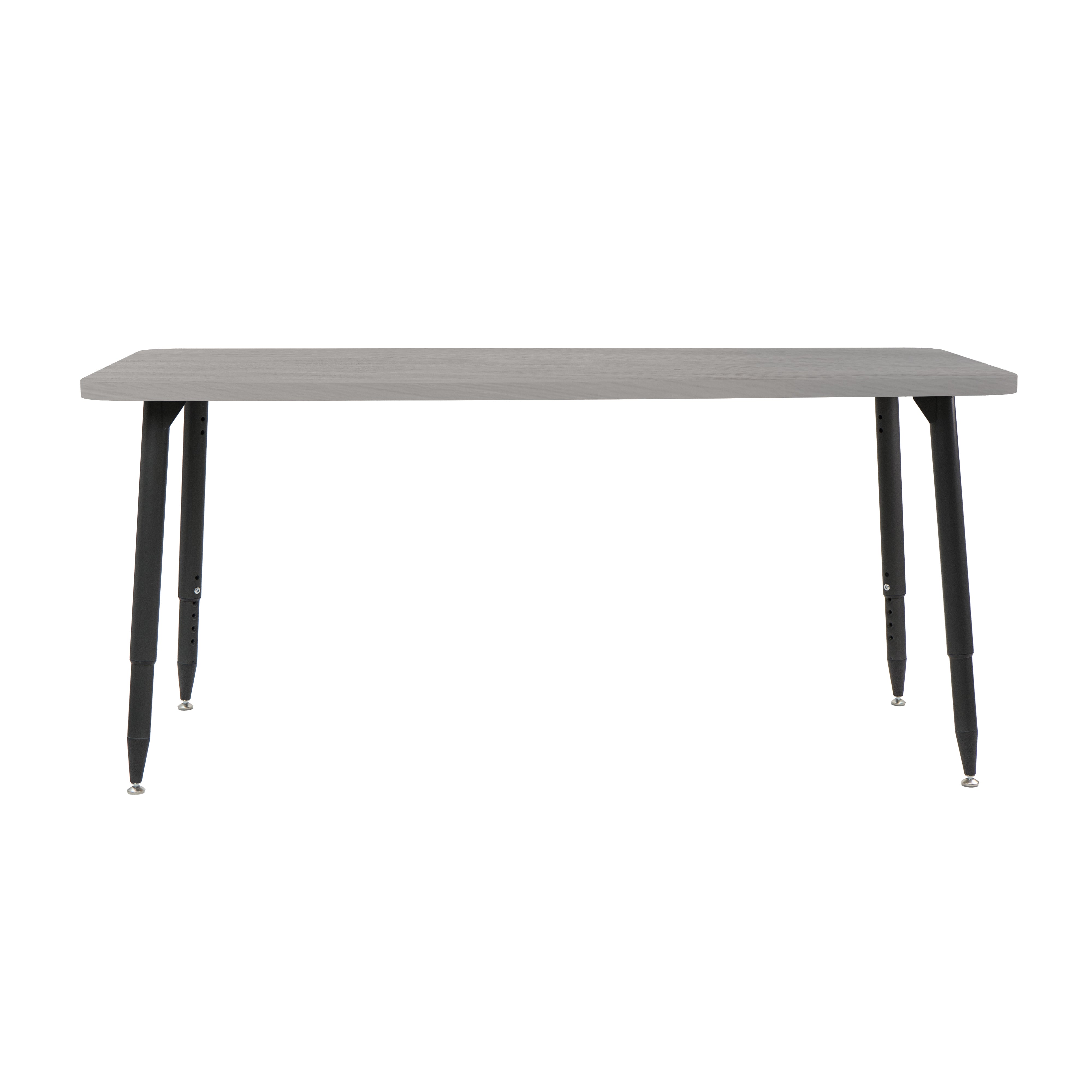 Adapte 30" x 60" Rectangle Woodgrain Activity Table with Adjustable Tapered Legs - Light Gray Wood/Black