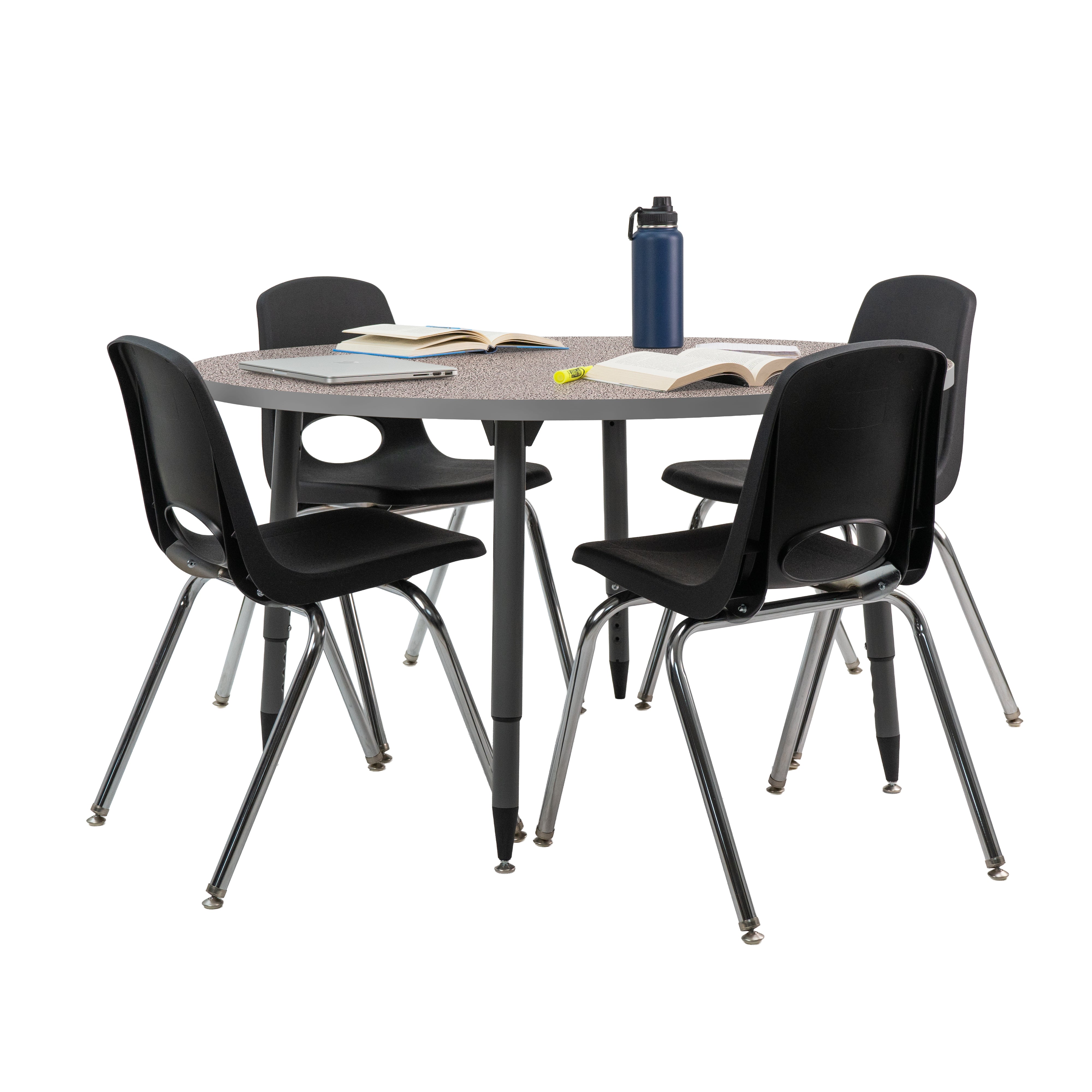 Adapte 48" Round Thermofused Activity Table with Adjustable Tapered Legs - Gray/North Sea
