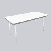 24" x 48" Rectangle Thermofused Activity Table with Adjustable Standard Swivel Glide Legs - White/North Sea/White