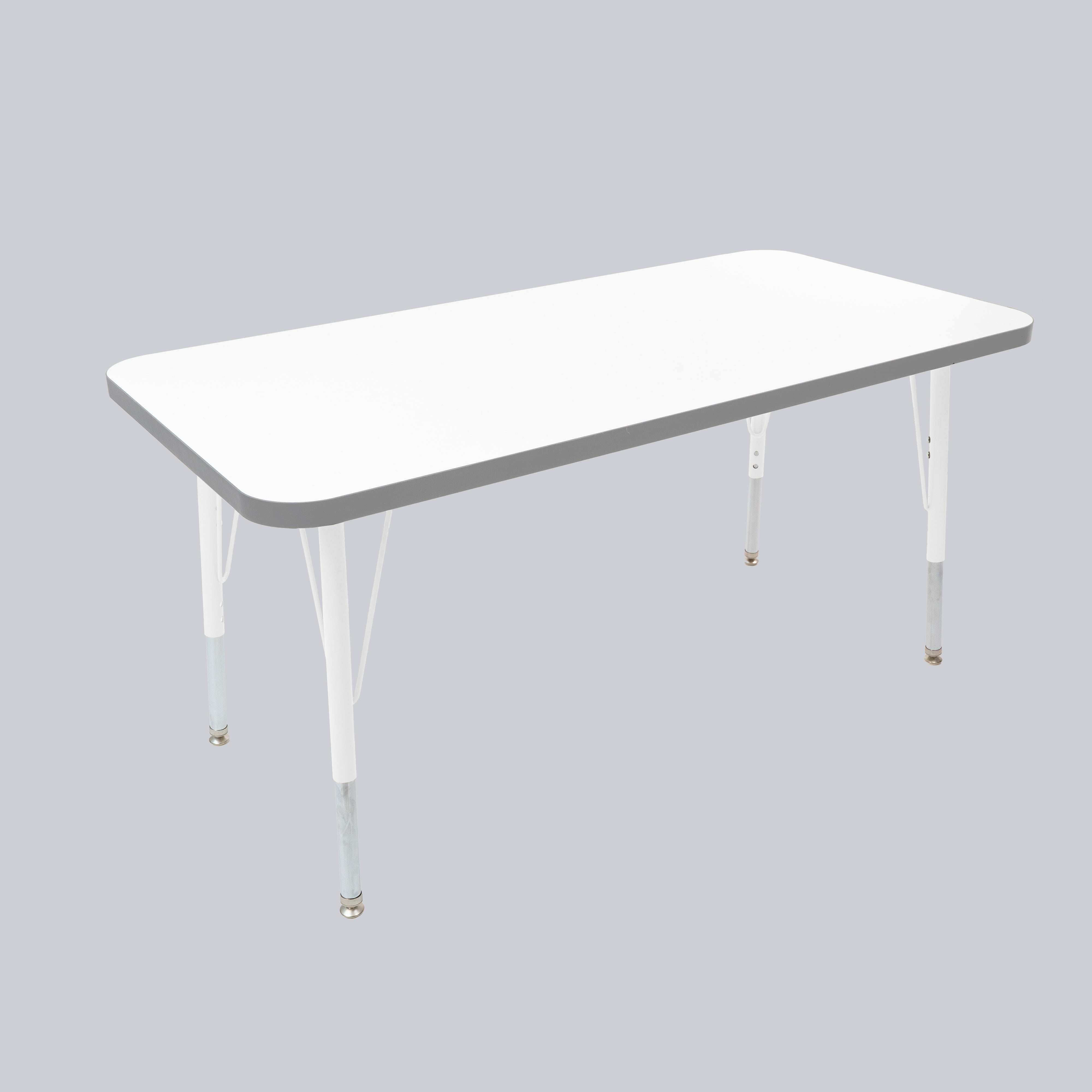 24" x 48" Rectangle Thermofused Activity Table with Adjustable Standard Swivel Glide Legs - White/North Sea/White