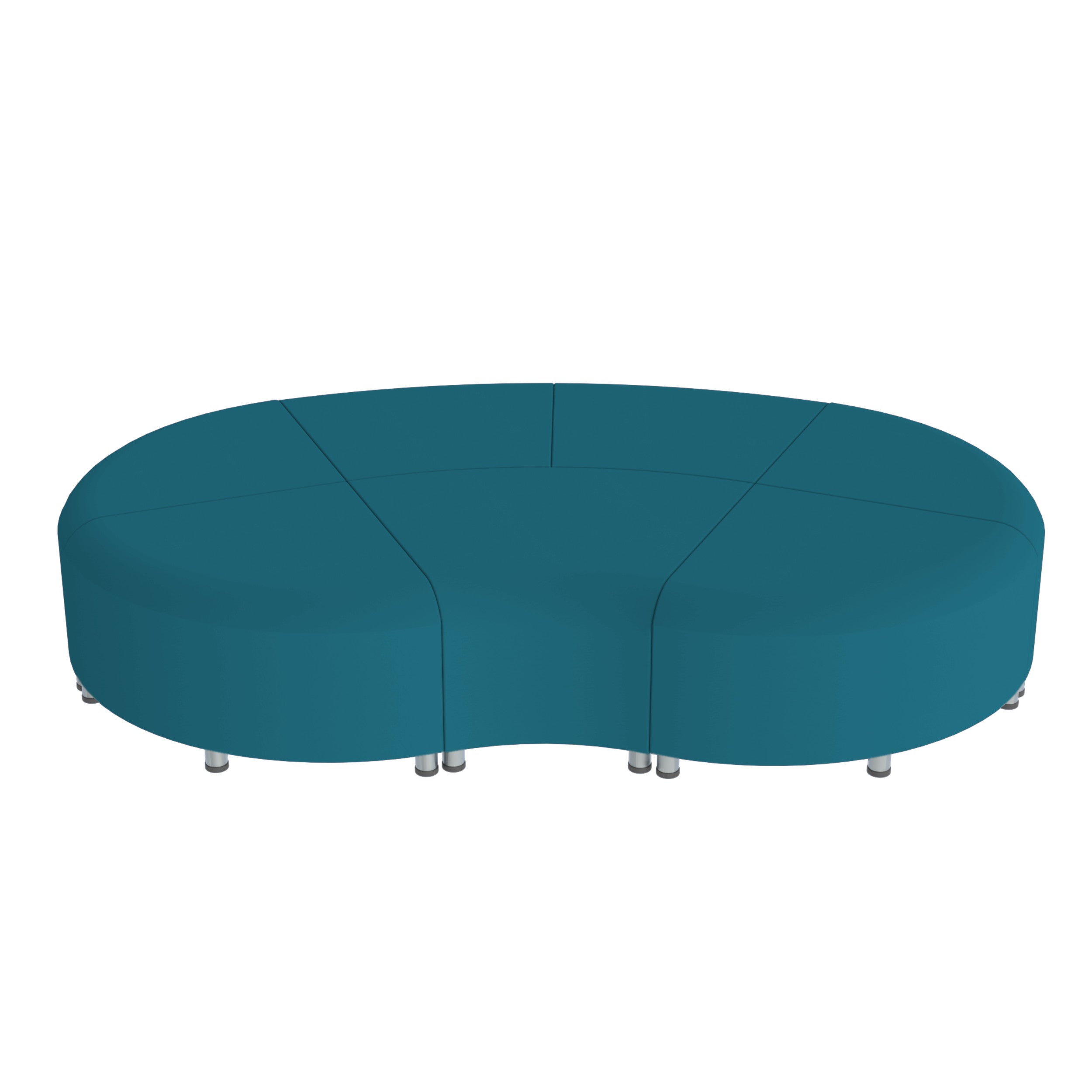Pro Series Connect Curved Wavelet Backless Seating, 7-Piece Set - Teal